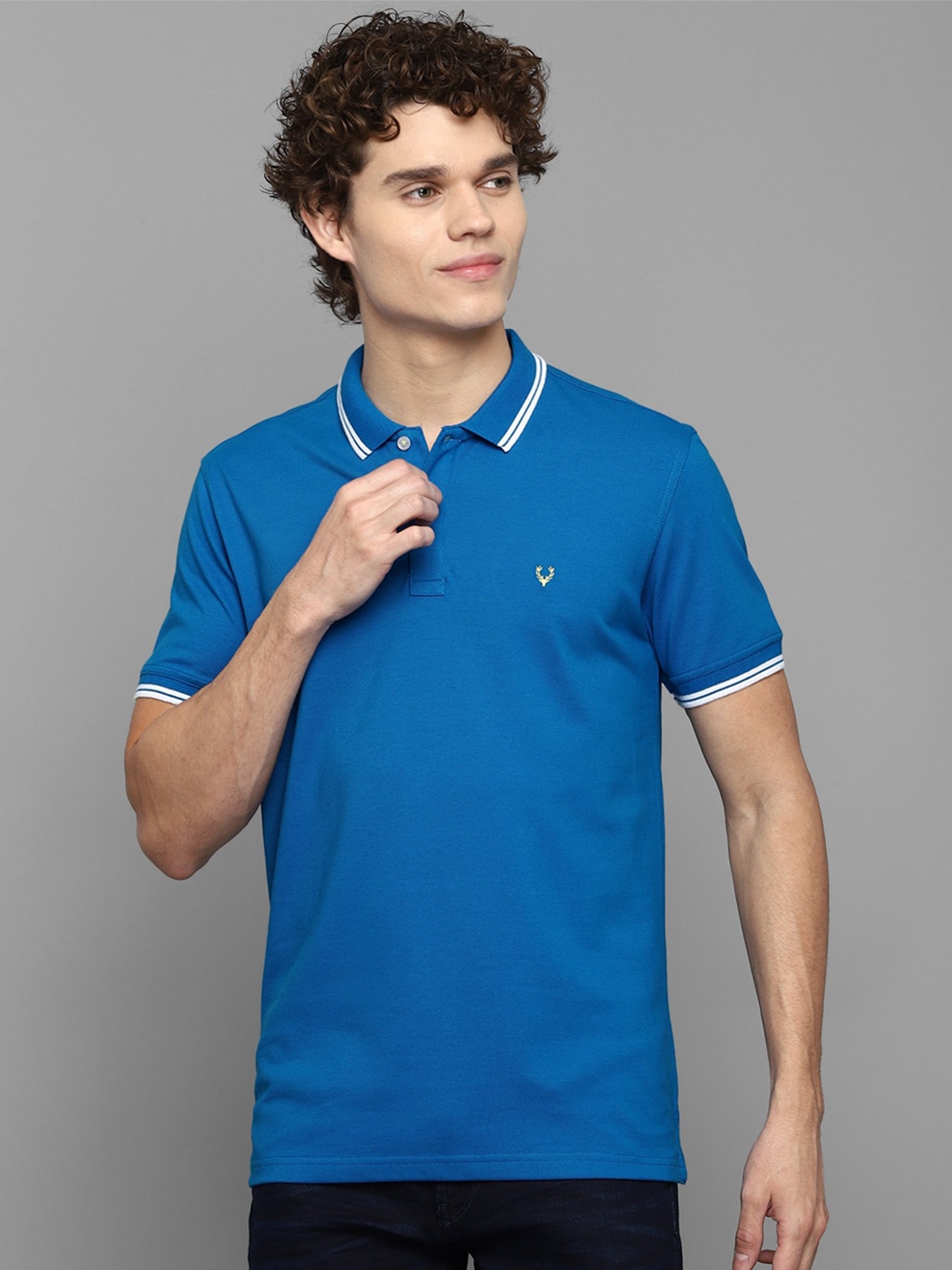 

Allen Solly Men Blue Polo Collar Cotton T-shirt