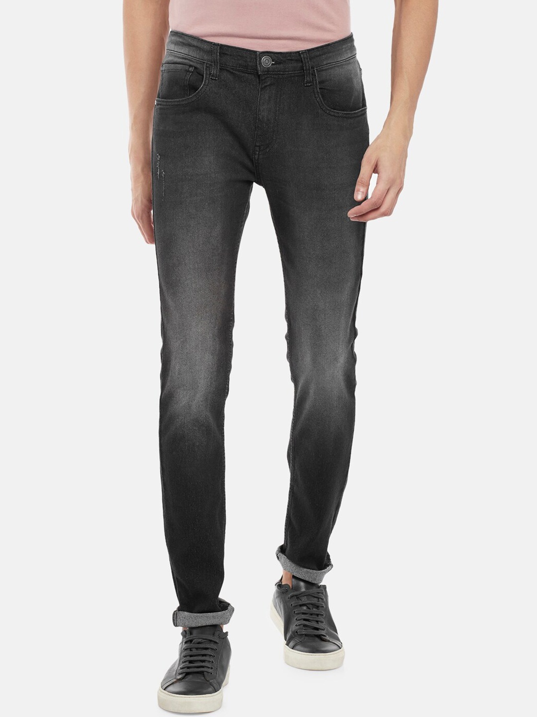 

People Men Charcoal Grey Slim Fit Heavy Fade Jeans