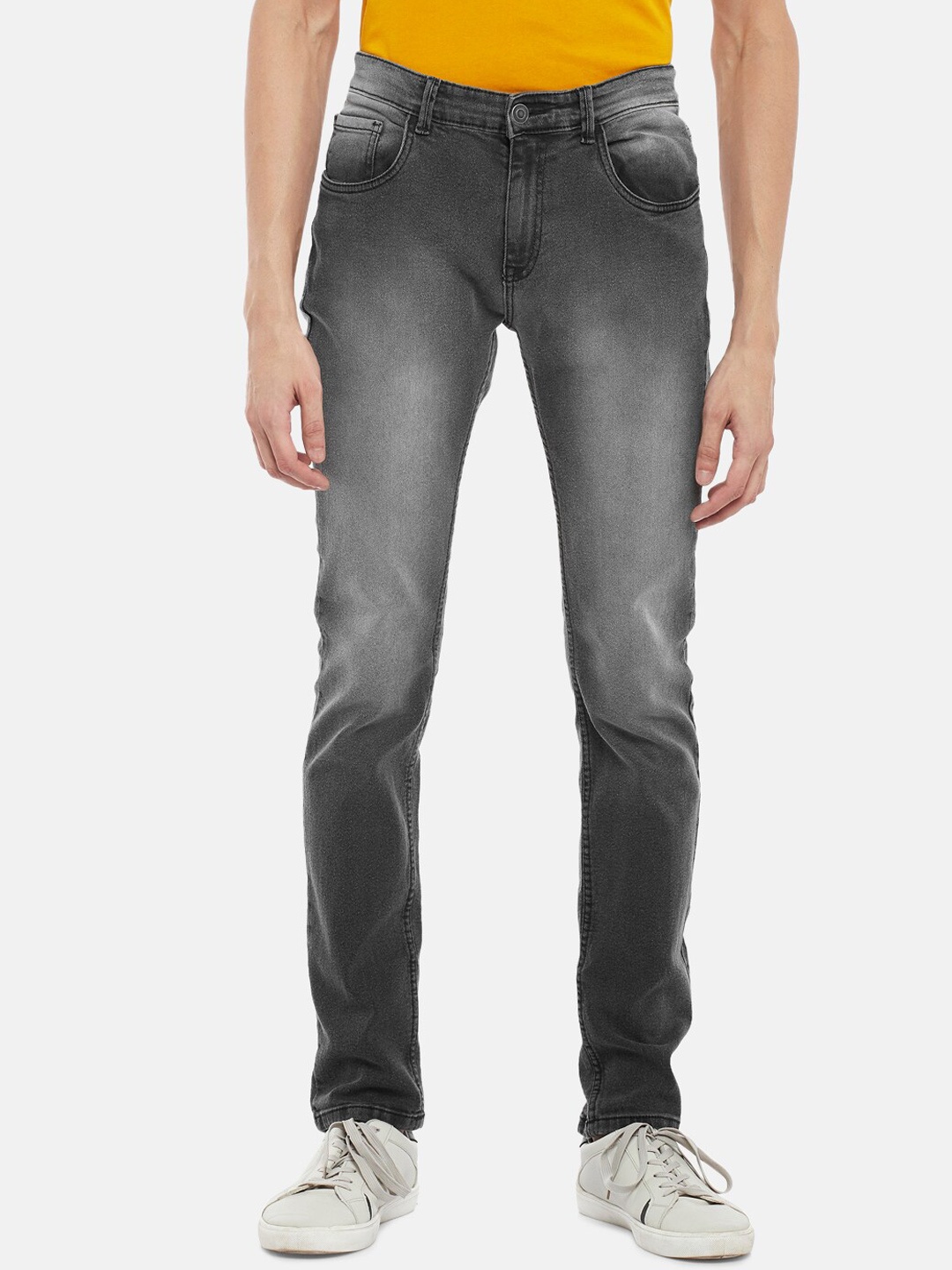 

People Men Grey Slim Fit Low Distress Light Fade Jeans
