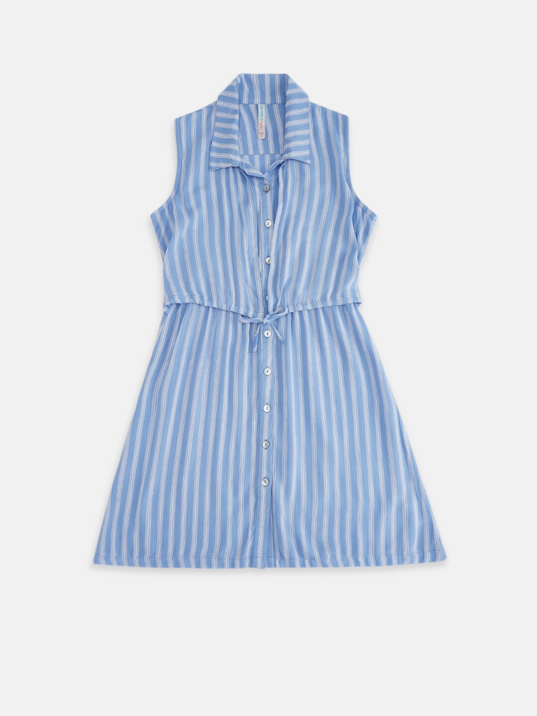 

Pantaloons Junior Girls Blue & White Striped Cotton A-Line Dress