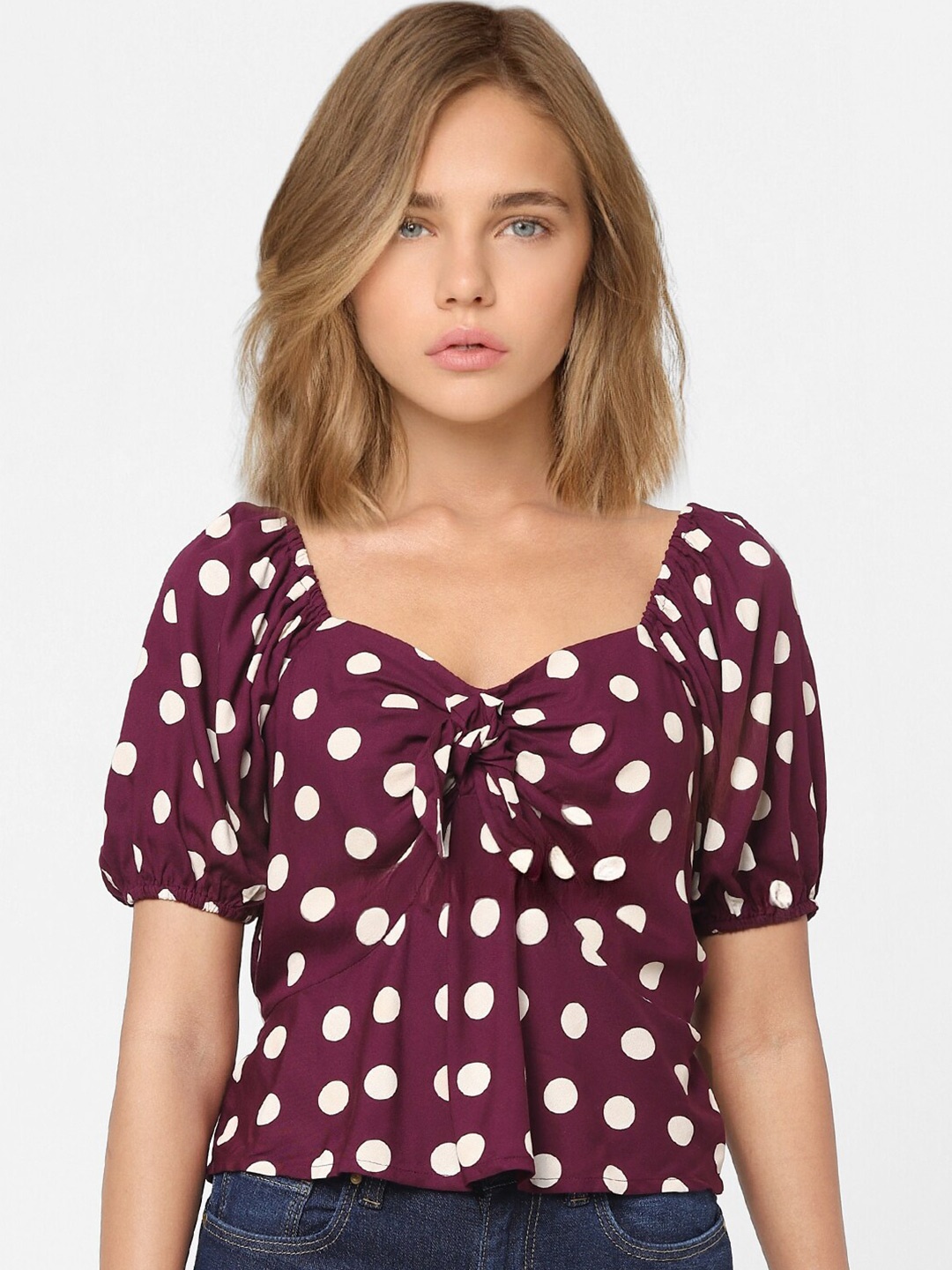 

ONLY Purple Printed Sweetheart Neck Top