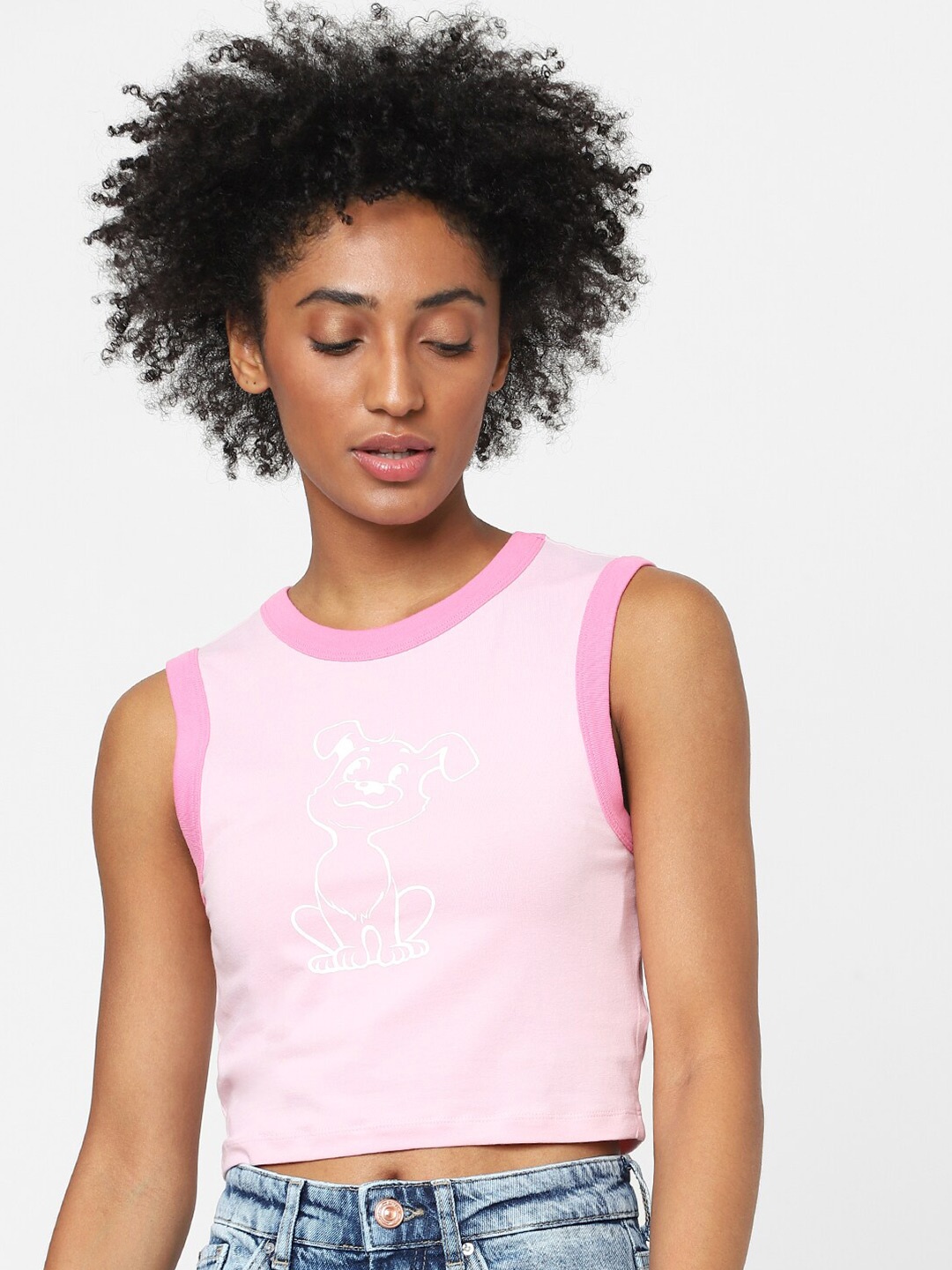 

ONLY Pink Print Crop Top