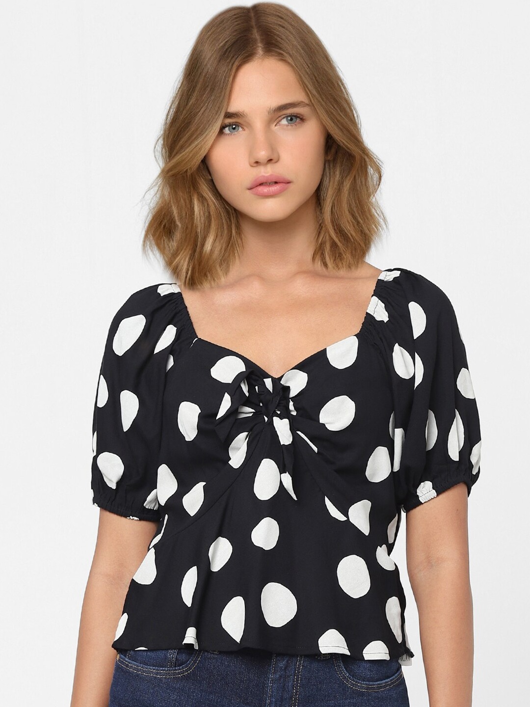 

ONLY Black & White Polka Dot Print Top