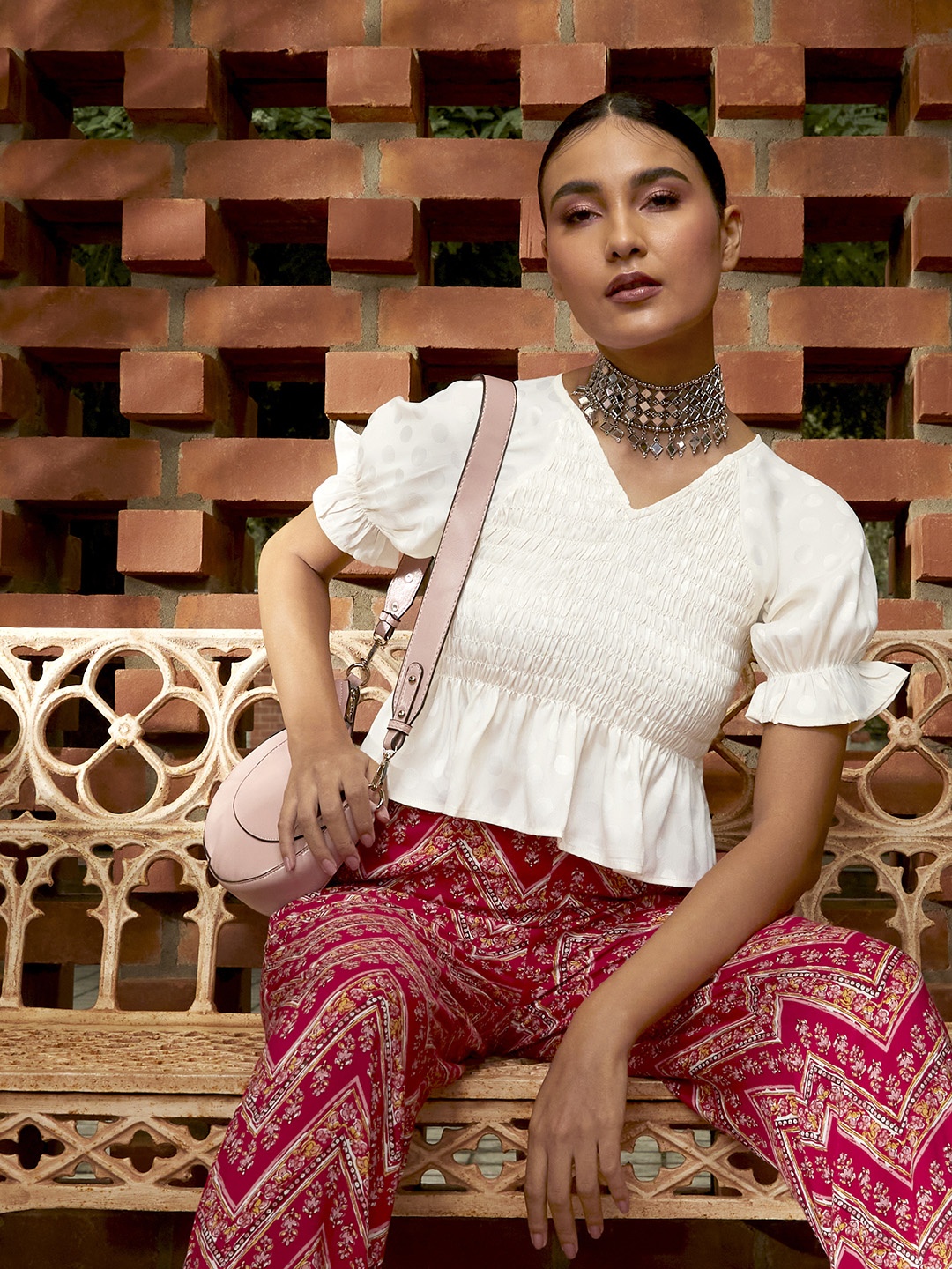 

ONLY Women Off White Smocked Top