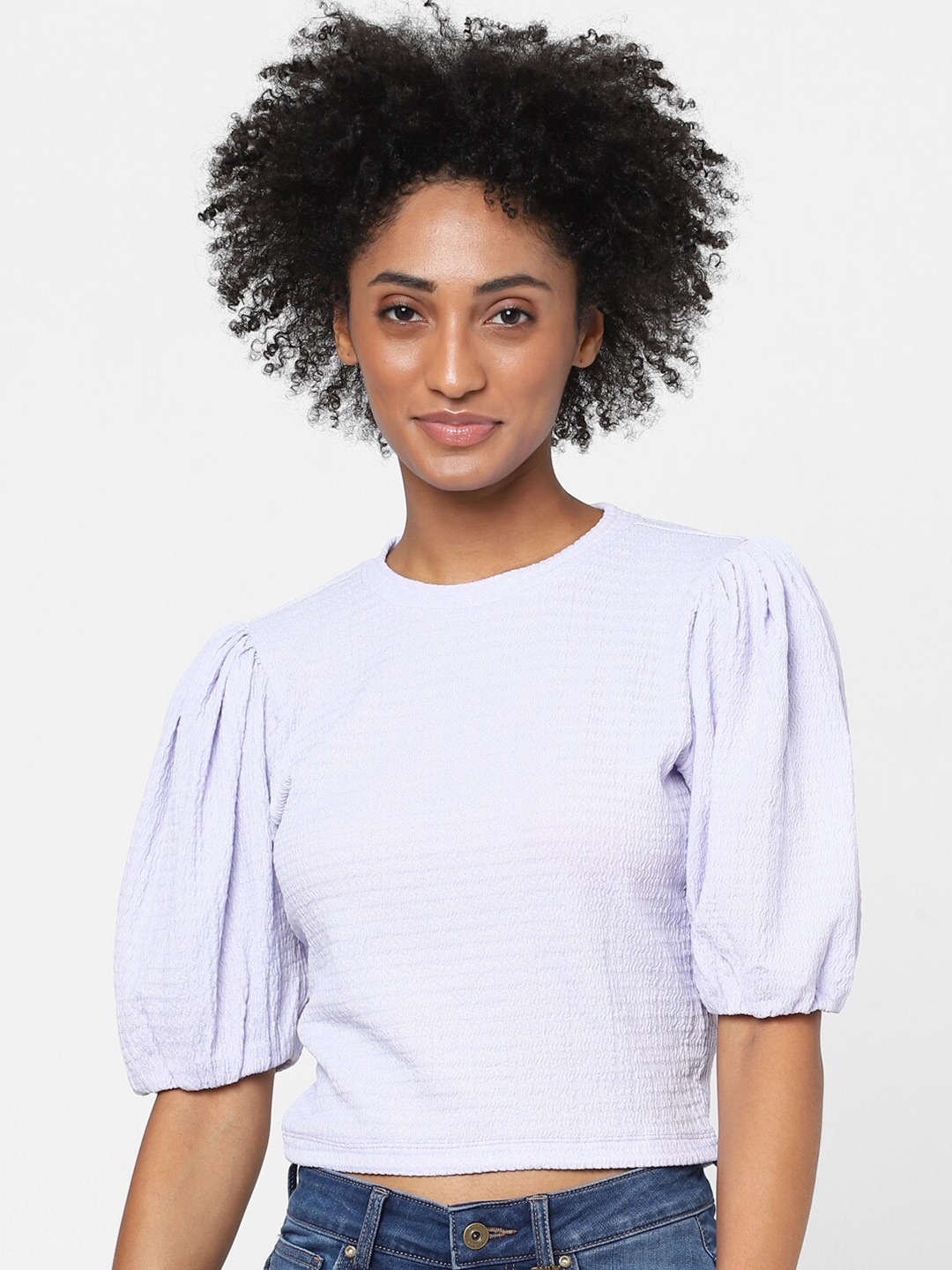 

ONLY Women Lavender Textured Crop Top