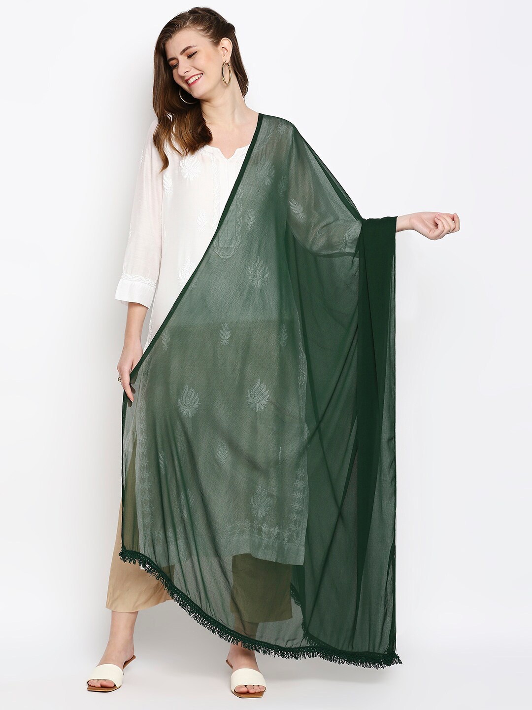 

Dupatta Bazaar Green Chiffon Dupatta