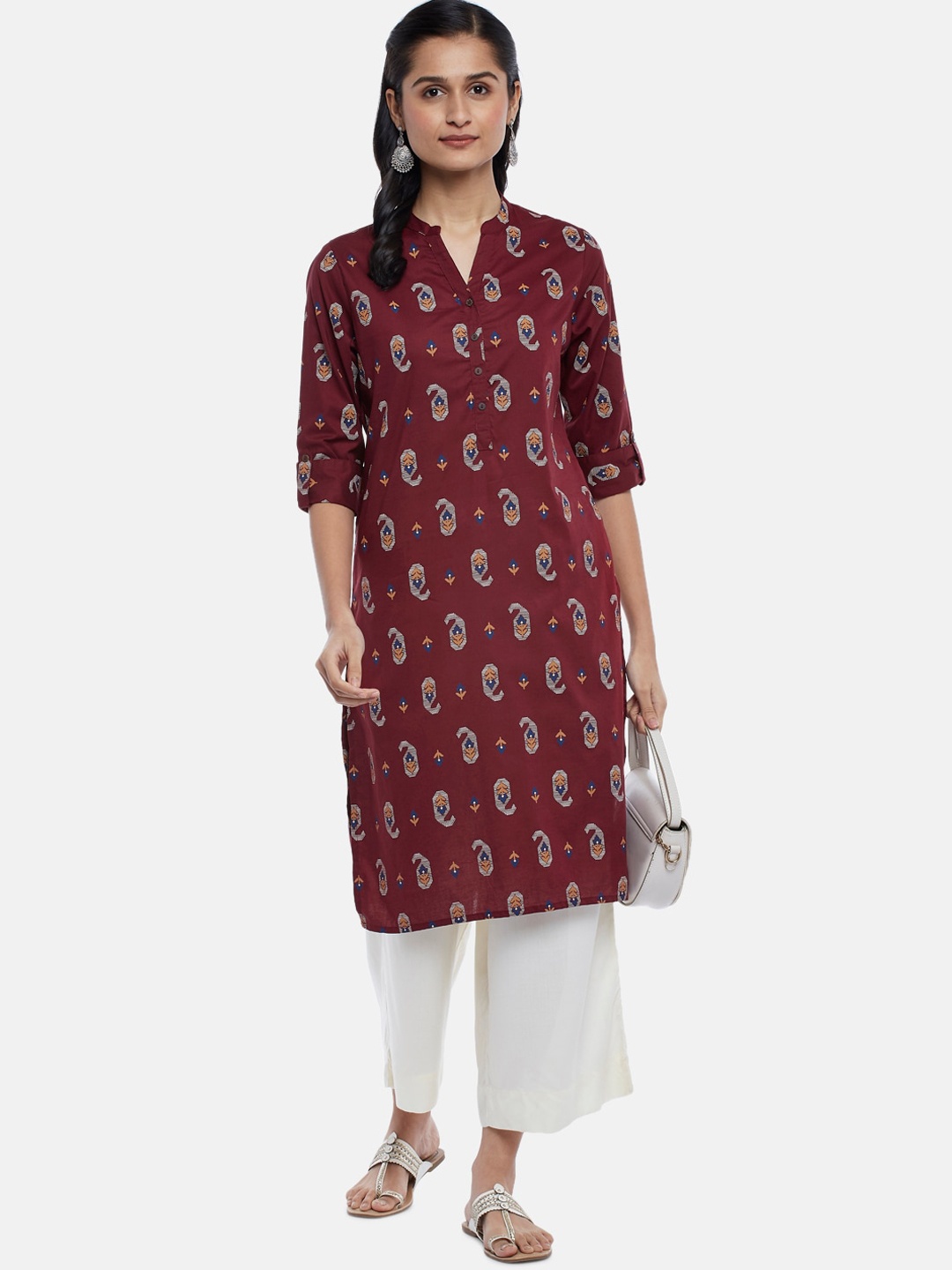 

RANGMANCH BY PANTALOONS Women Red Ethnic Motifs Printed Cotton Kurta