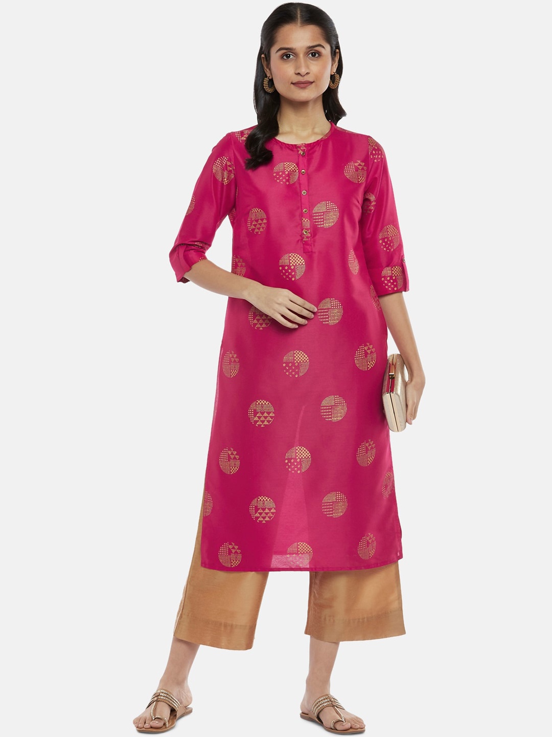 

RANGMANCH BY PANTALOONS Women Fuchsia Ethnic Motifs Printed Kurta