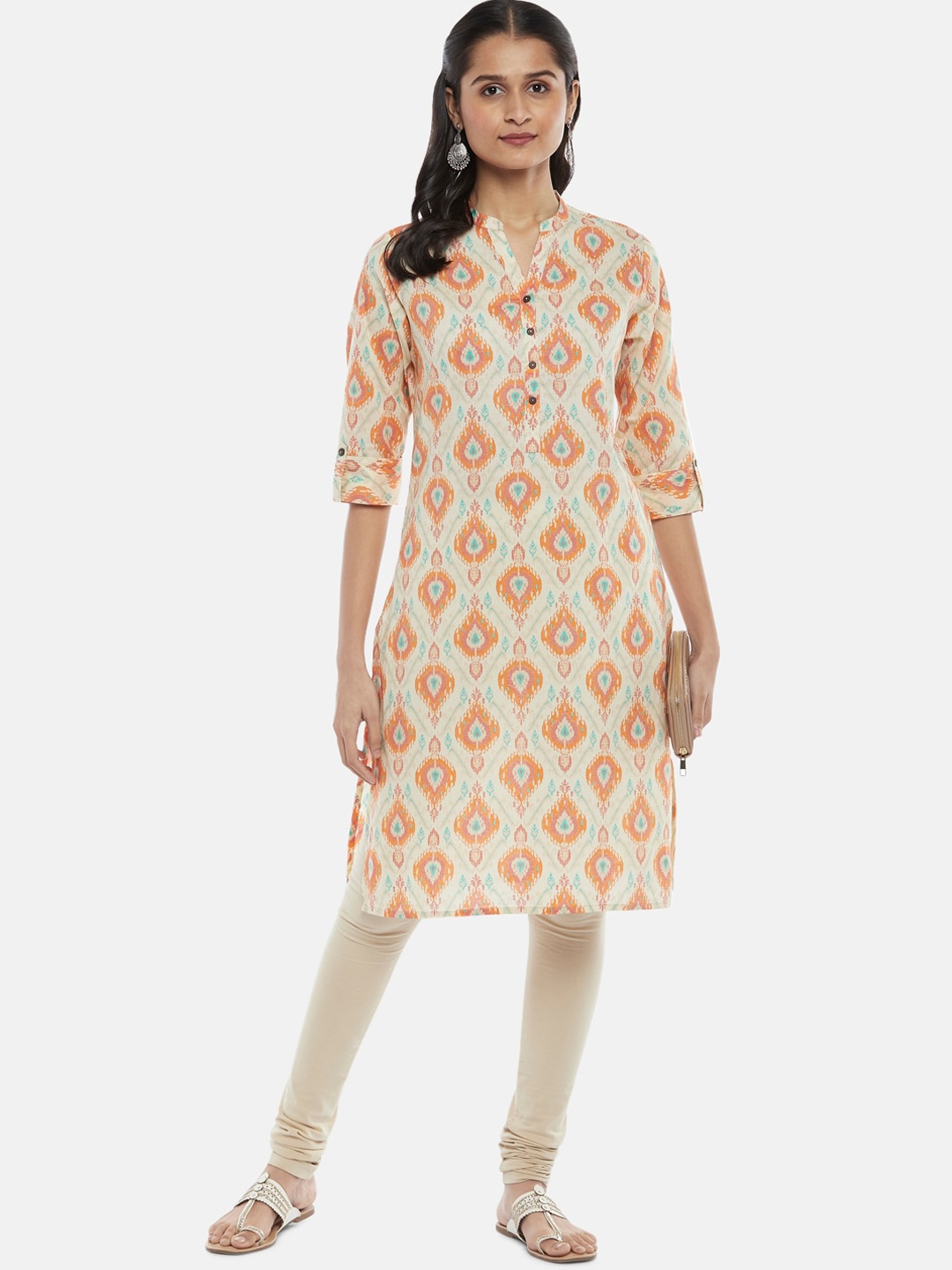 

RANGMANCH BY PANTALOONS Women Orange Ethnic Motifs Printed Kurta