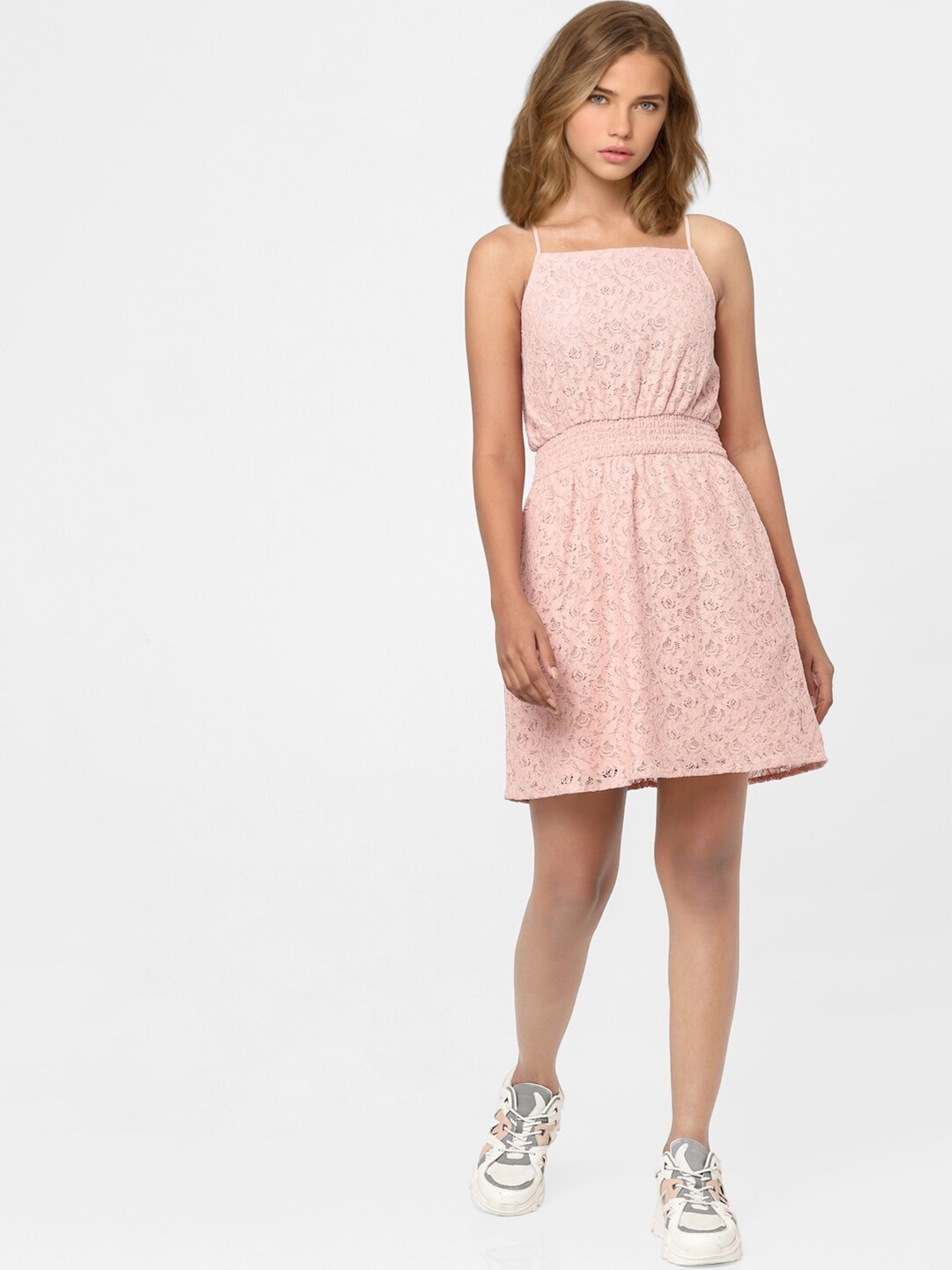 

ONLY Women Pink Self Design Dress