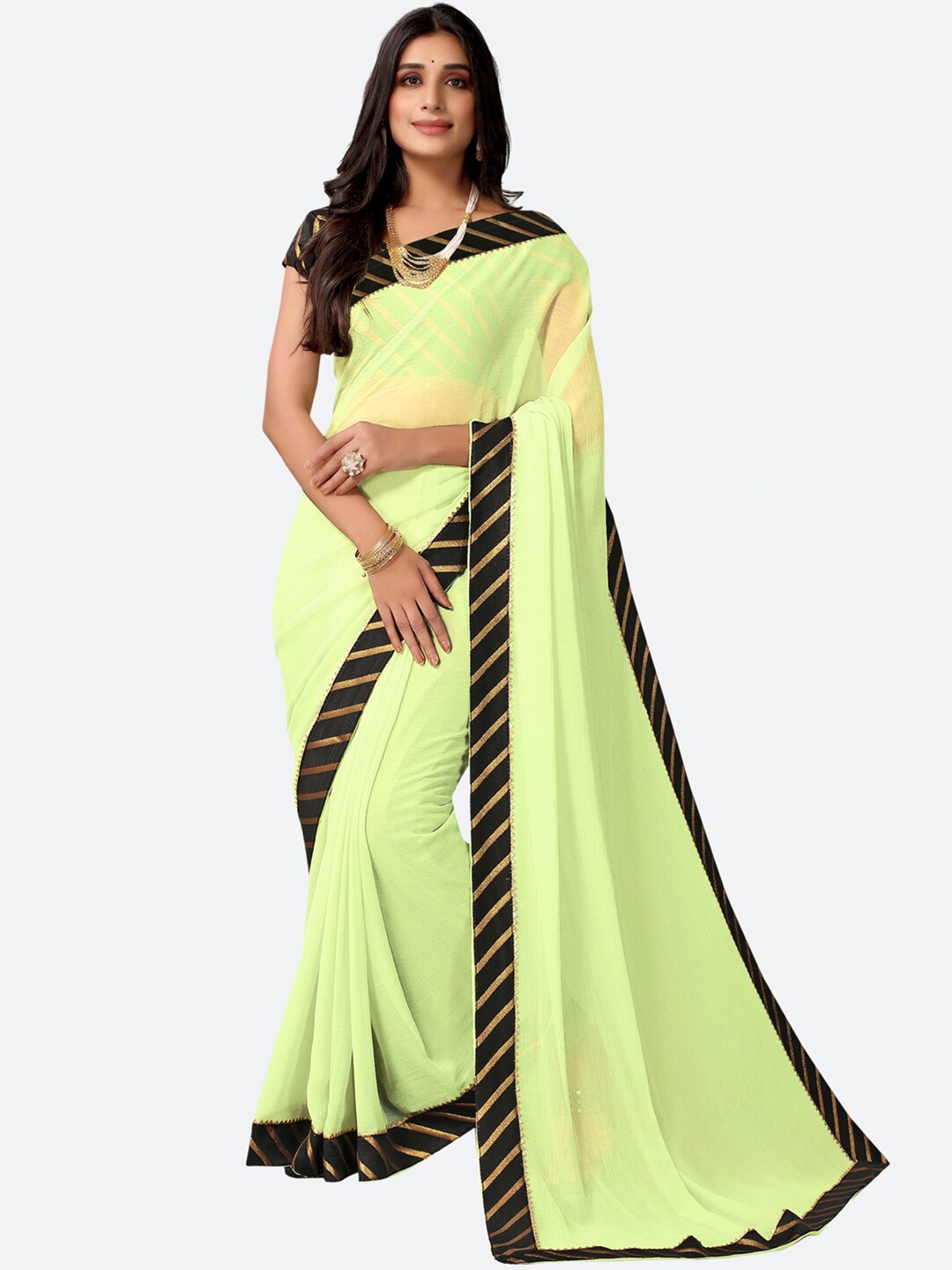 

Satrani Green & Black Zari Saree