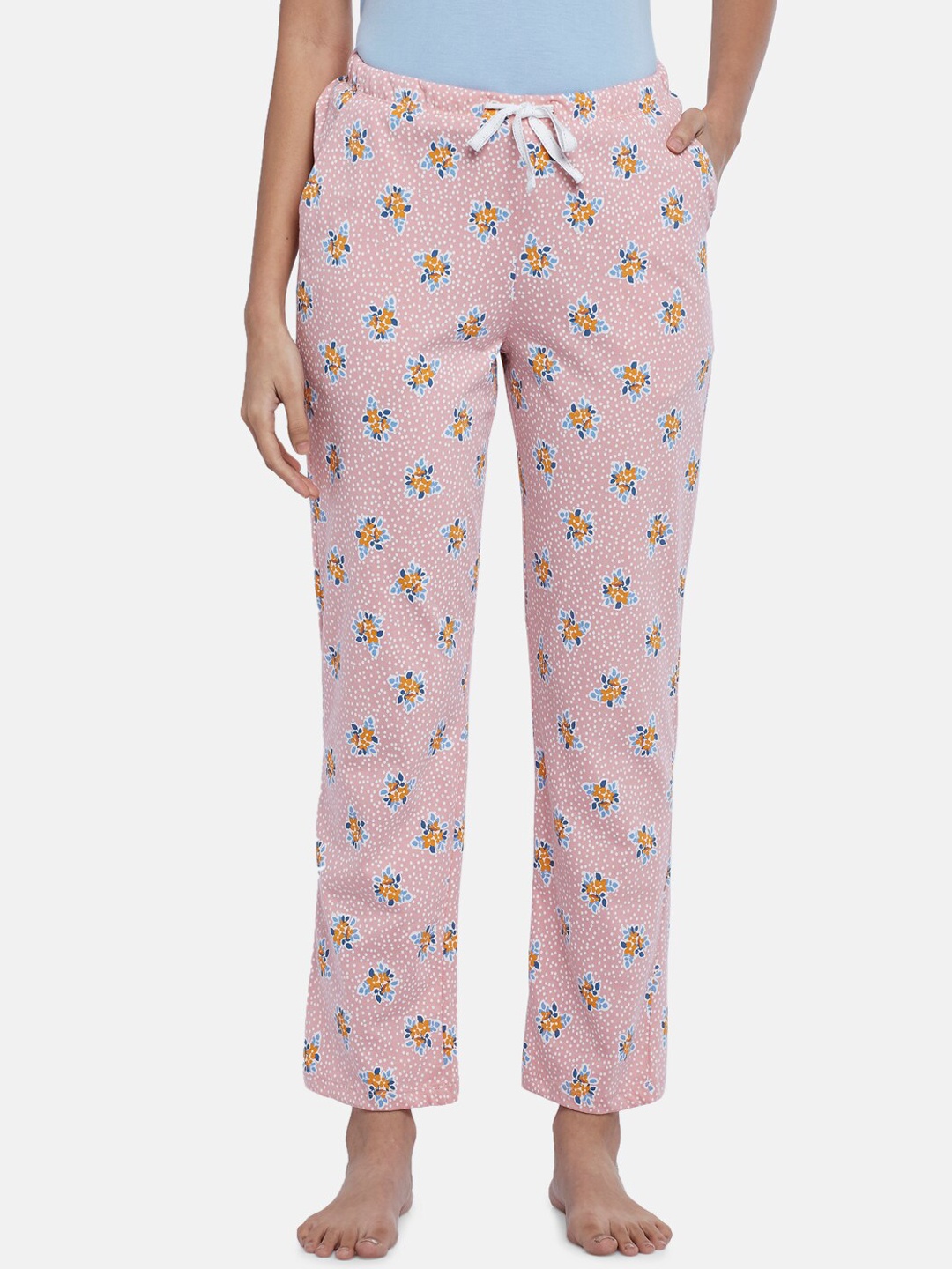 

Dreamz by Pantaloons Women Pink Printed Cotton Lounge Pants