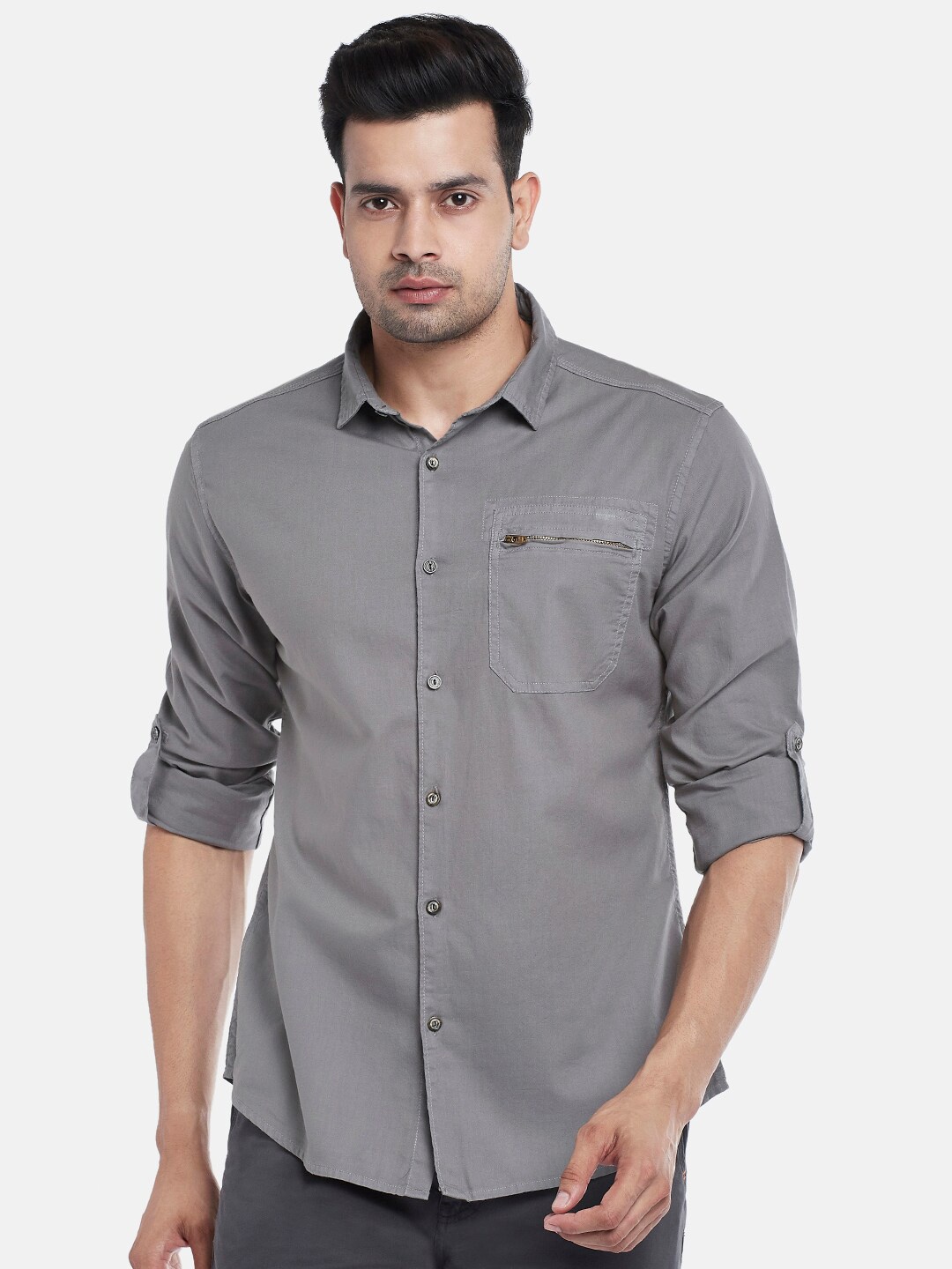 

Urban Ranger by pantaloons Men Grey Slim Fit Casual Shirt