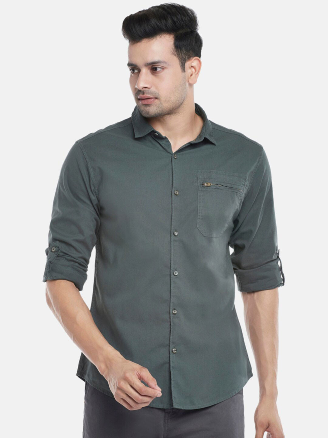 

Urban Ranger by pantaloons Men Slim Fit Cotton Casual Shirt, Grey