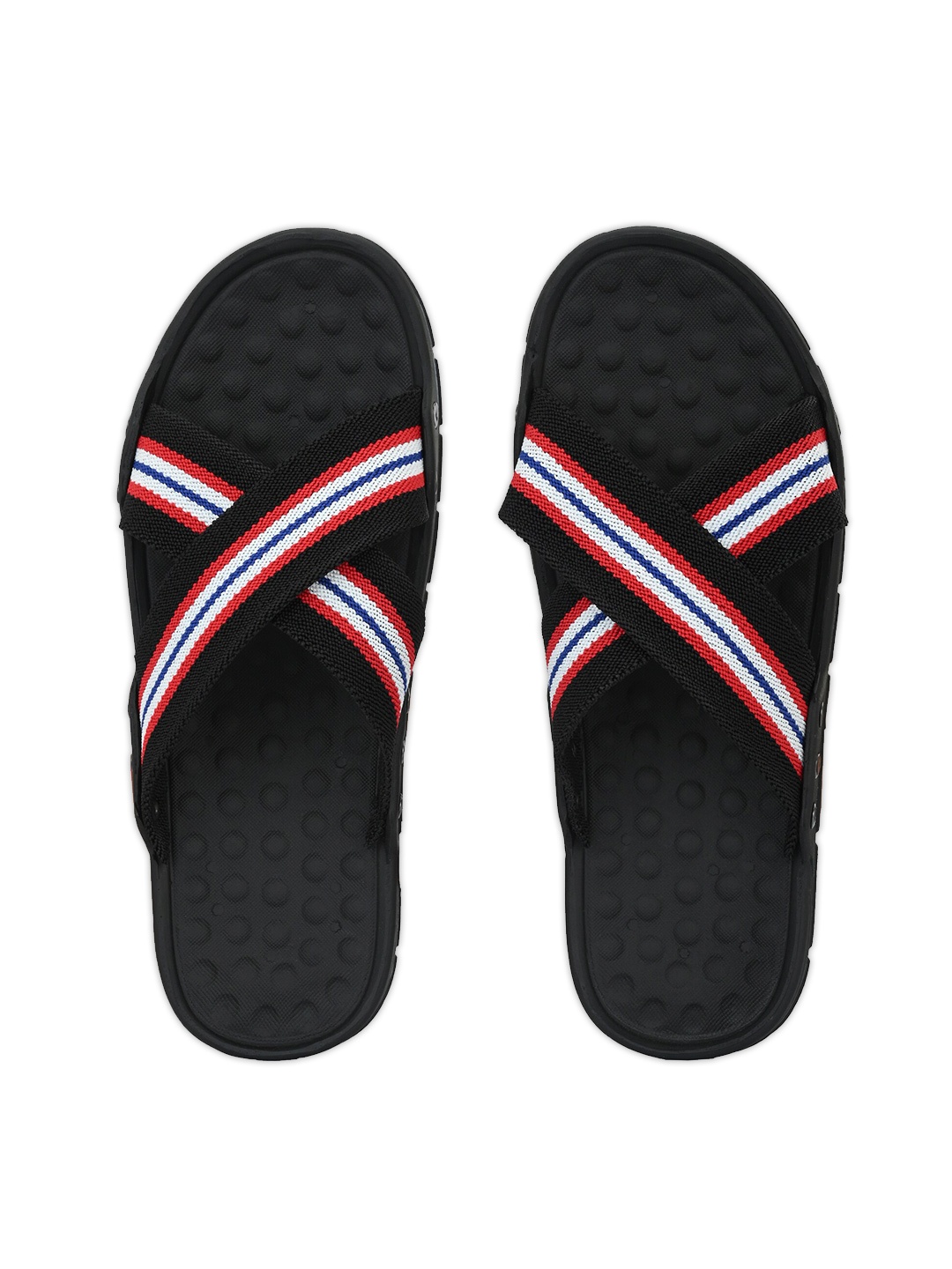 

Azzaro Black Men Black & Red Striped Slip-On