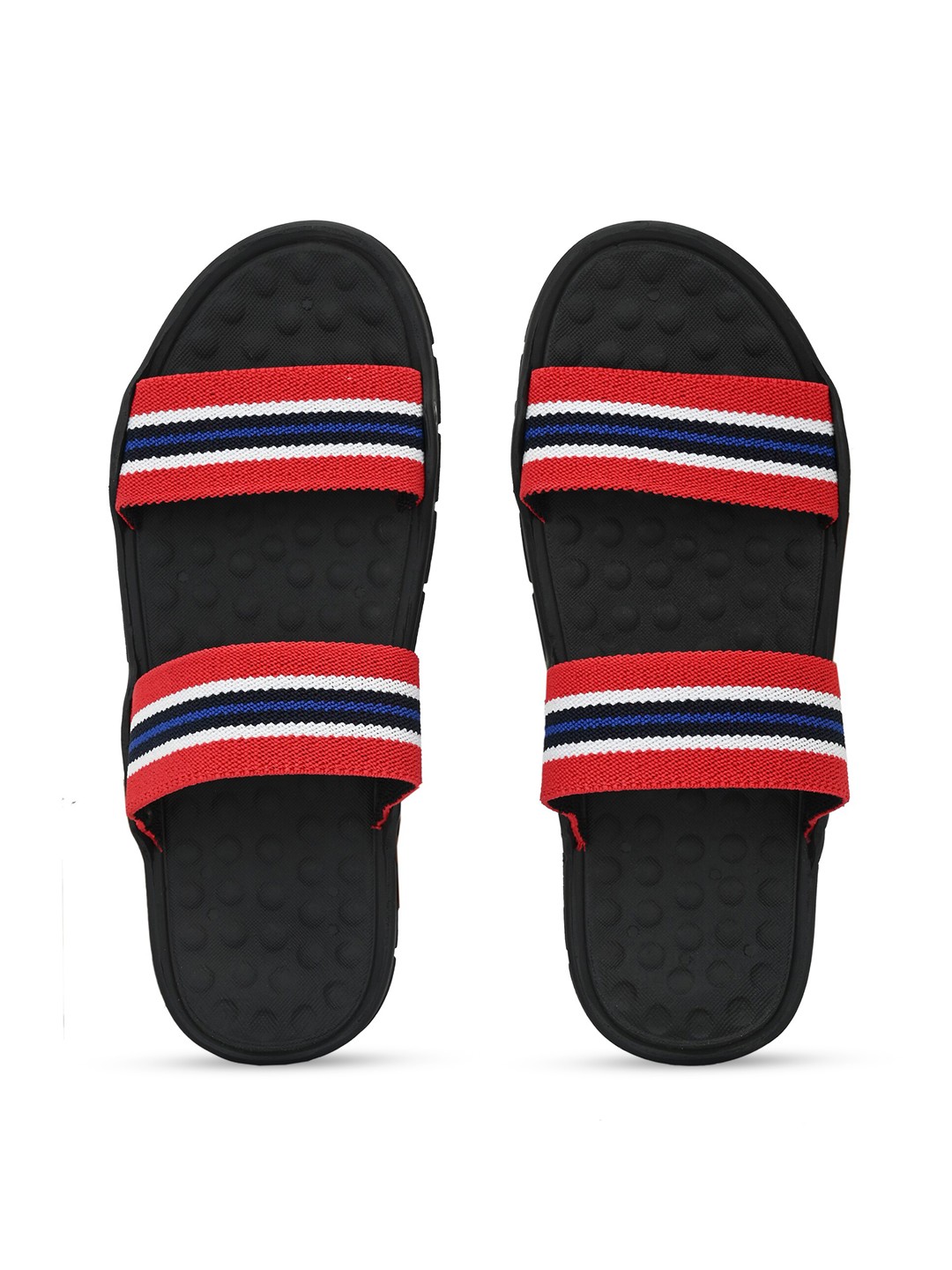 

Azzaro Black Men Red & Black Striped Slip-On Flip Flops