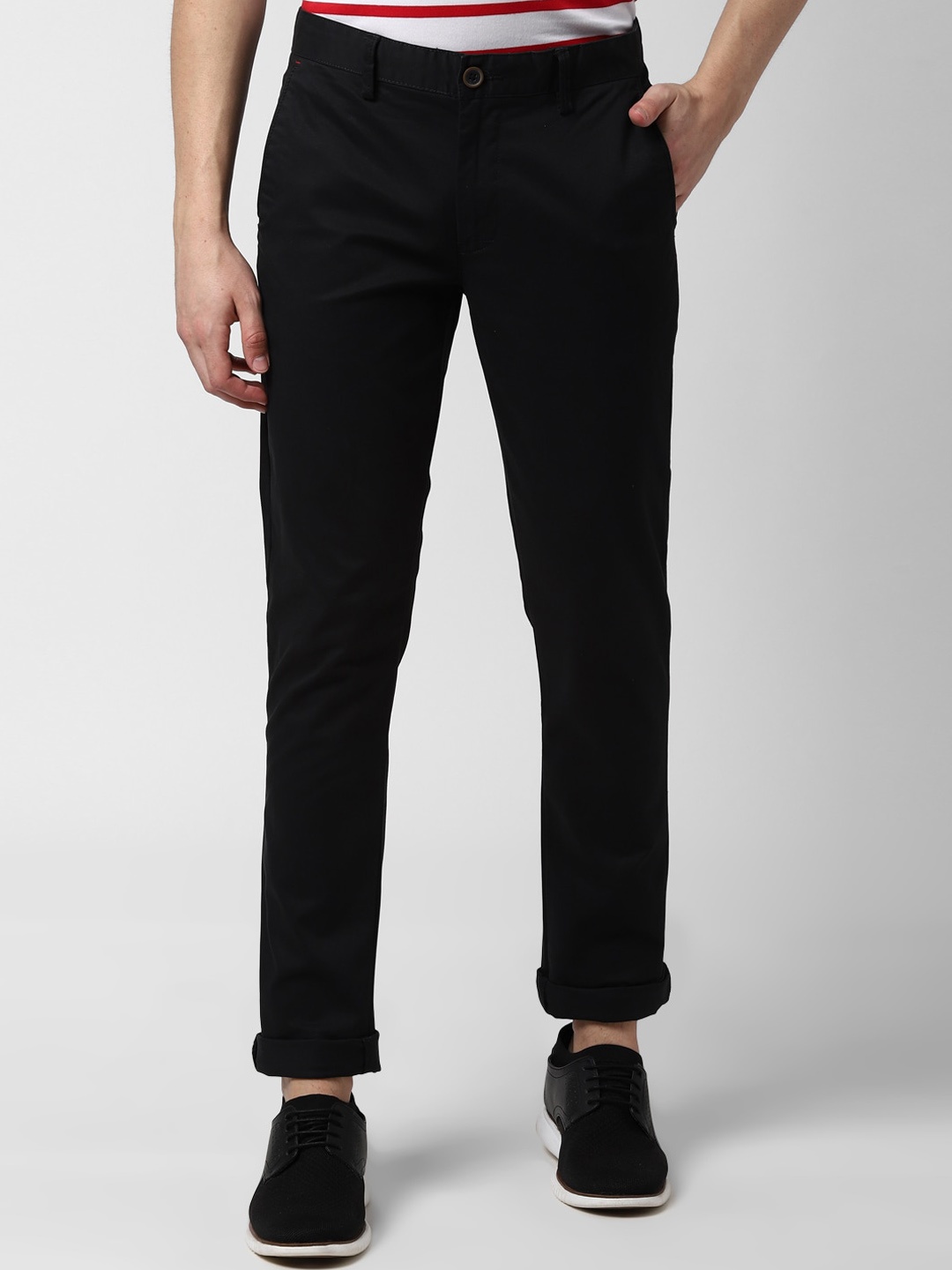 

Peter England Casuals Men Black Slim Fit Trousers