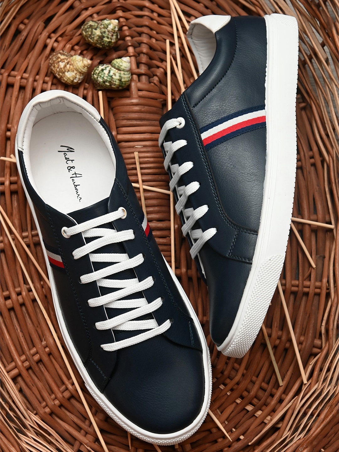 

Mast & Harbour Men Navy Blue PU Sneakers