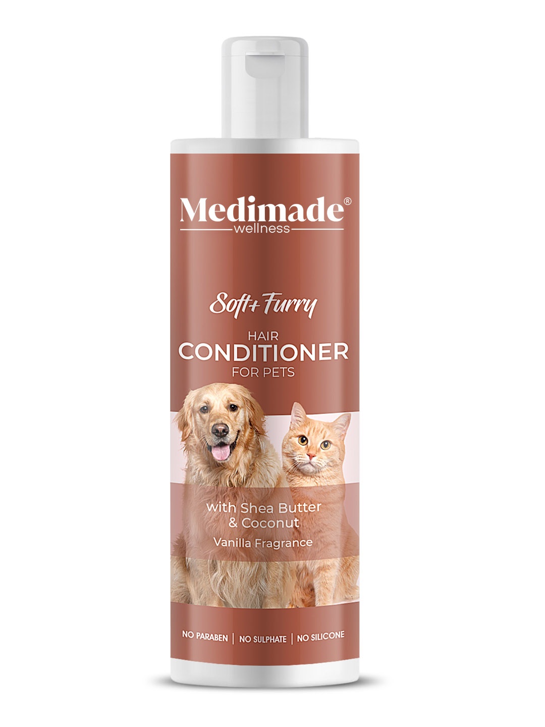 

Medimade Soft & Furry Hair Conditioner for Pets with Shea Butter & Coconut - 200ml, Brown