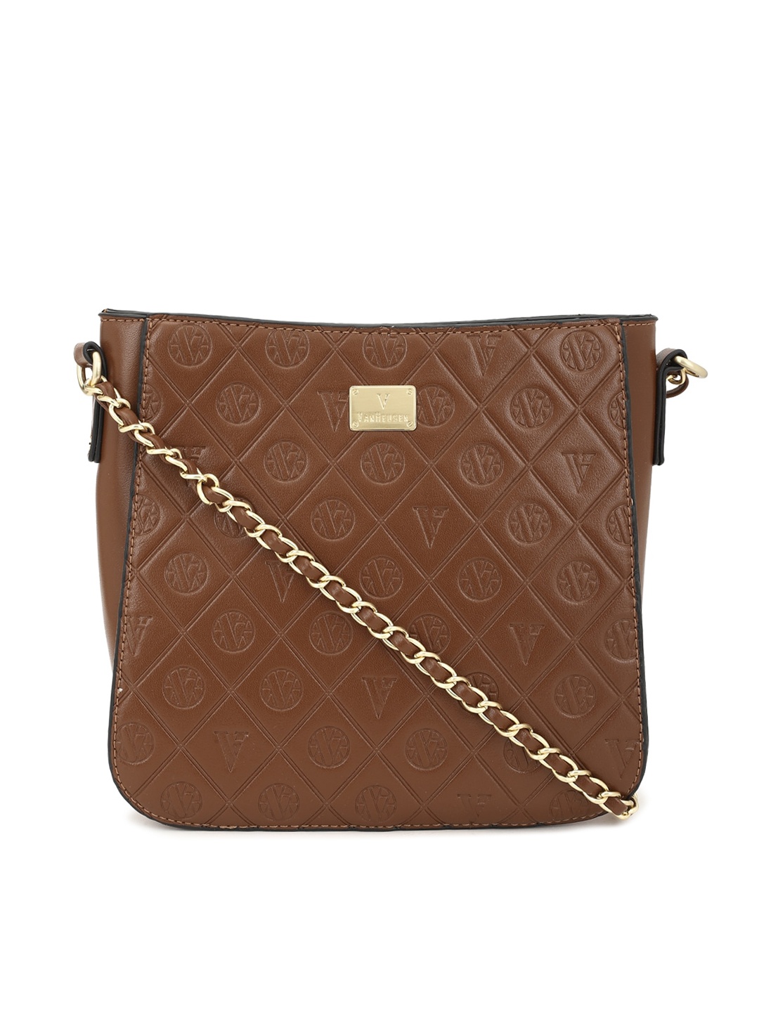 

Van Heusen Woman Brown Textured Structured Sling Bag