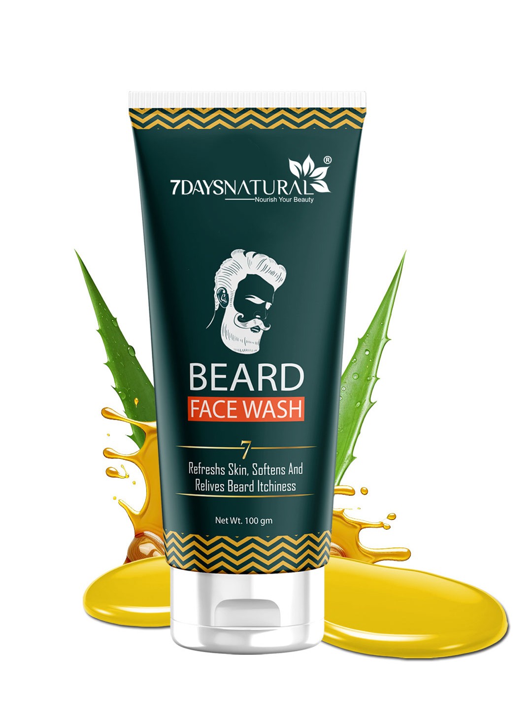 

7 DAYS Men Beard Face Wash for All Skin & Beard Types - 100 g, Green
