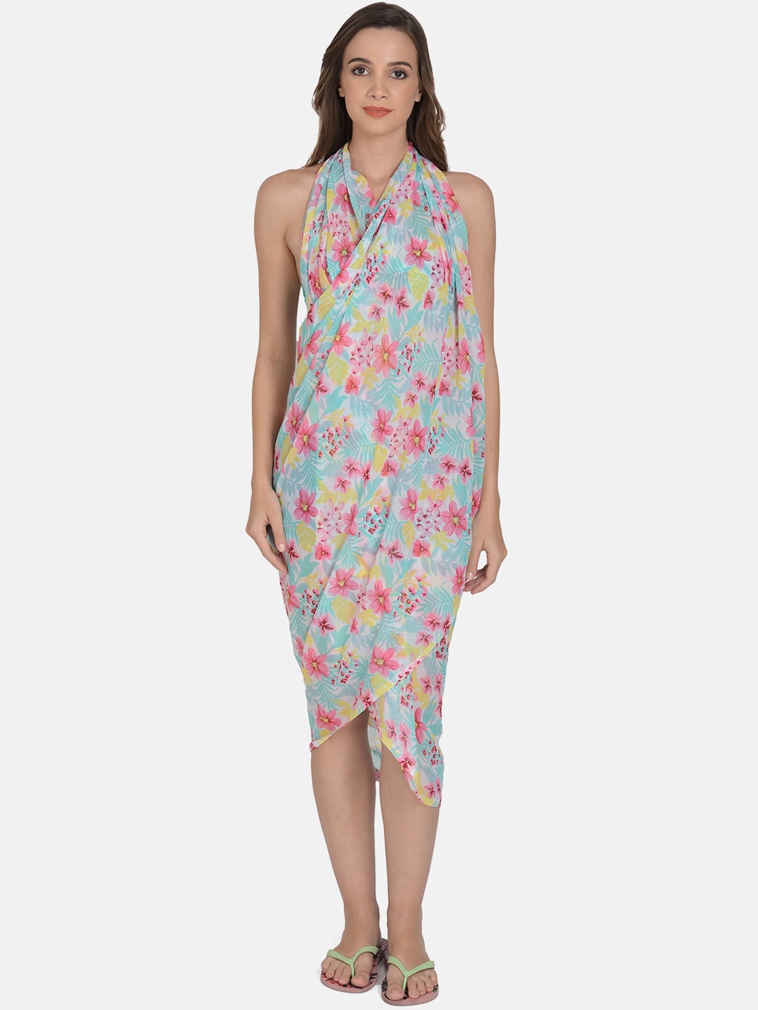 

mod & shy Women Blue & Pink Printed Swimwear Cover up Sarong