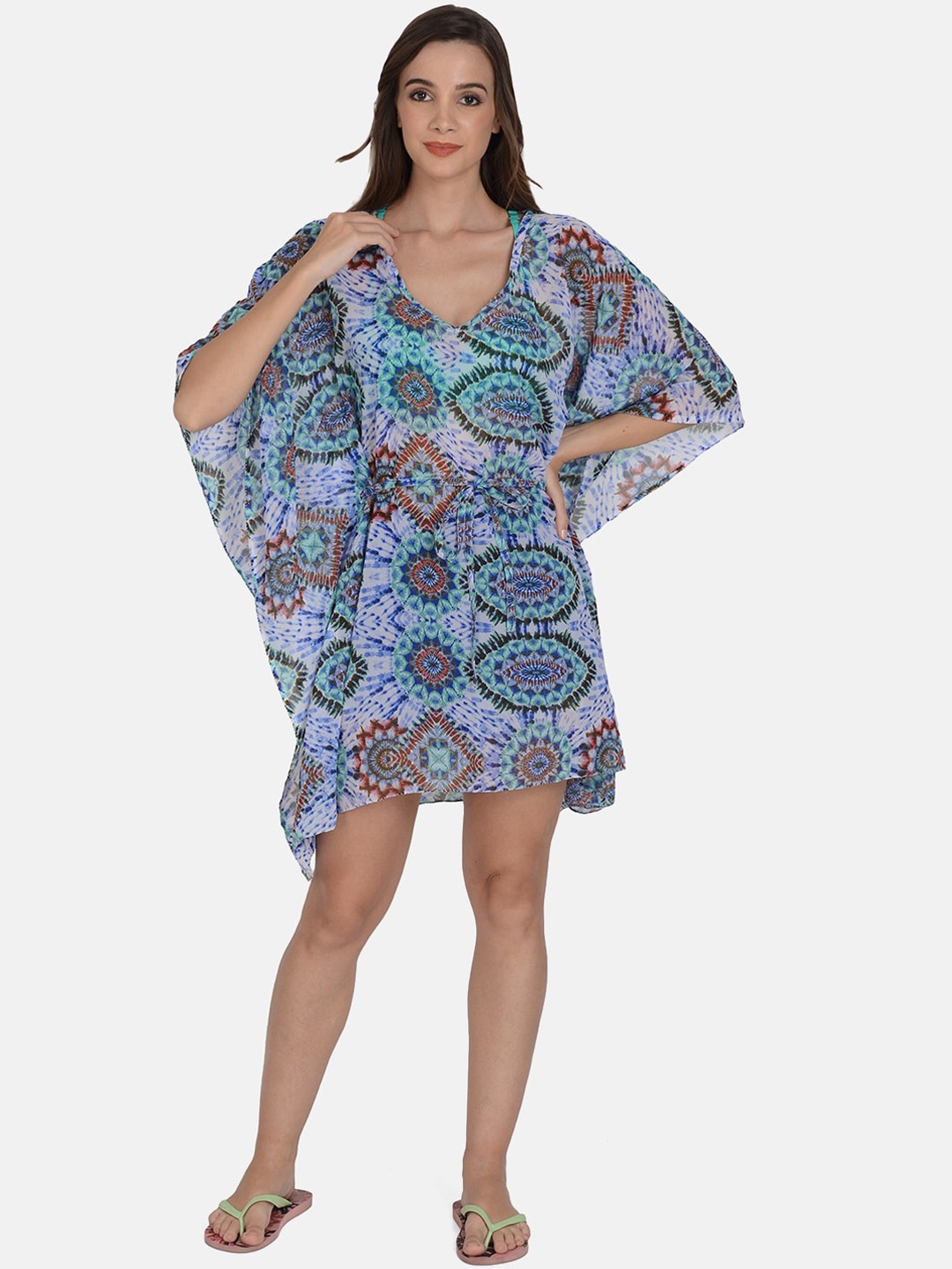 

mod & shy Women Blue Printed Cover-up Kaftan Swimwear
