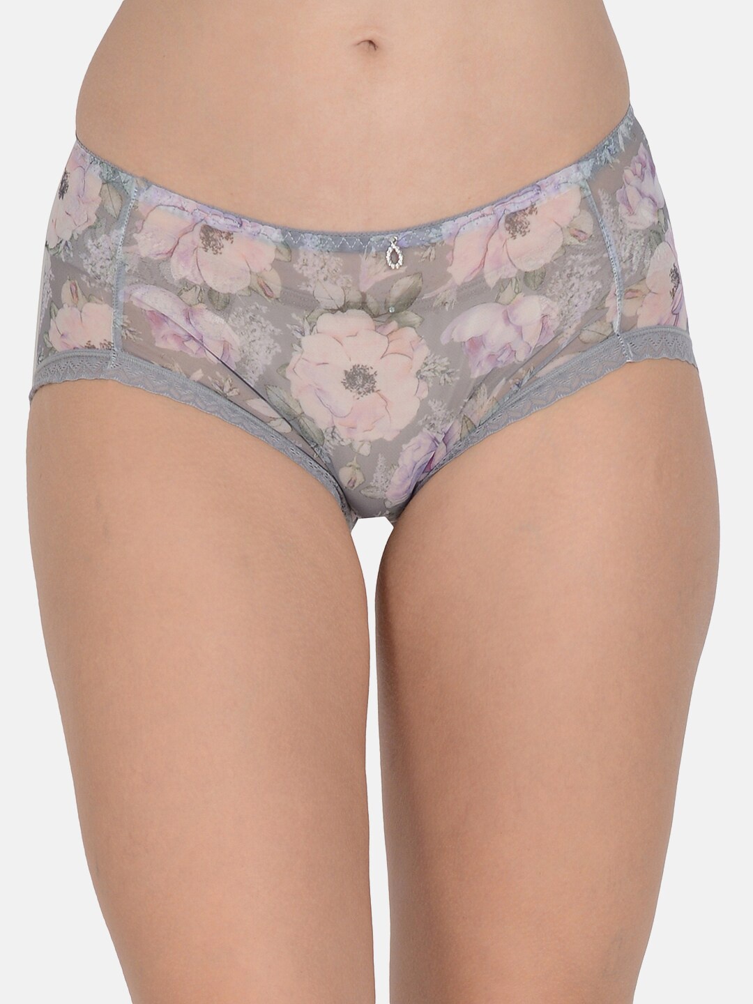 

mod & shy Women Grey Printed Mid-Rise Hipster Briefs