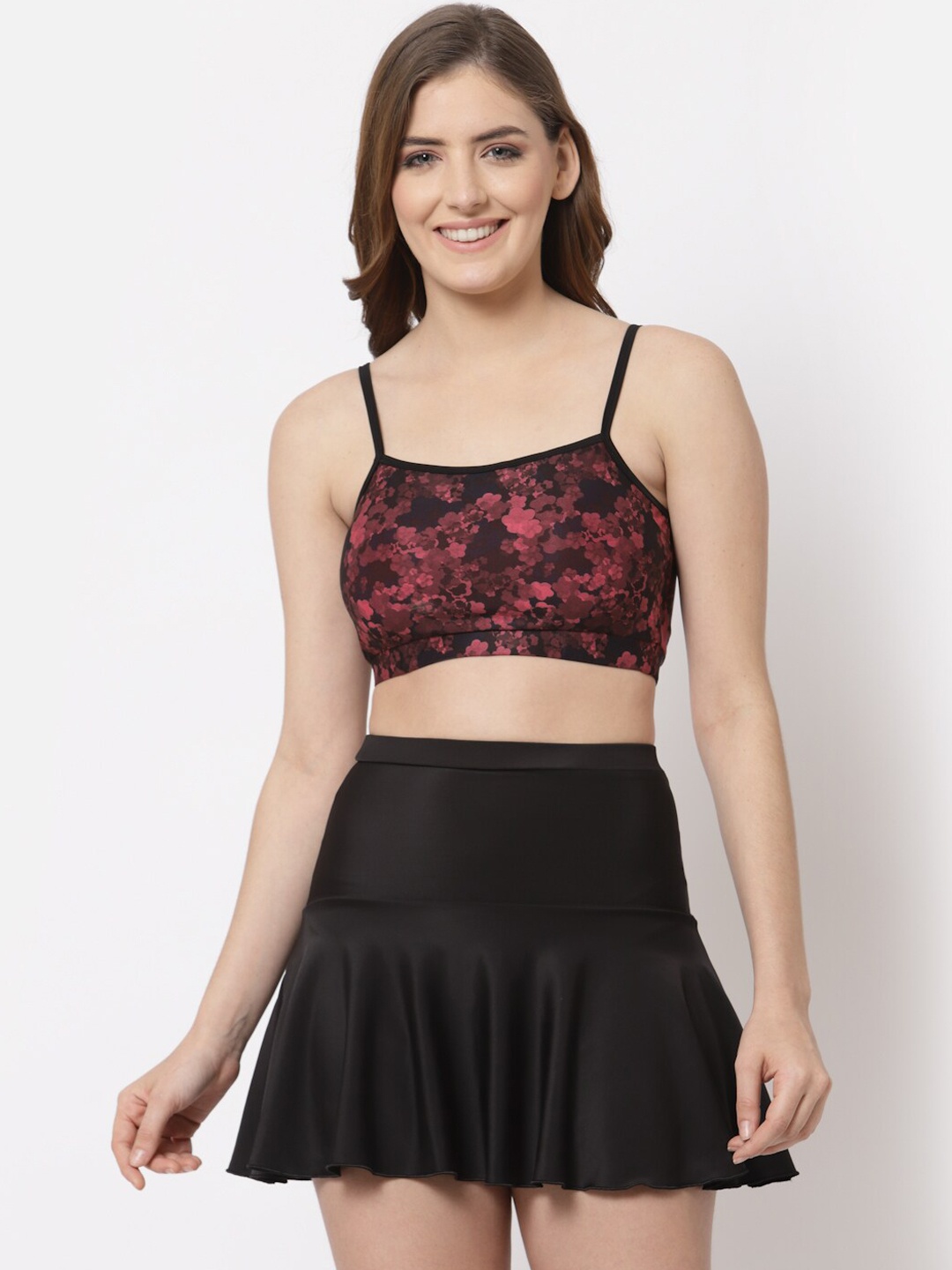 

CUKOO Women Black Floral Printed Swimwear