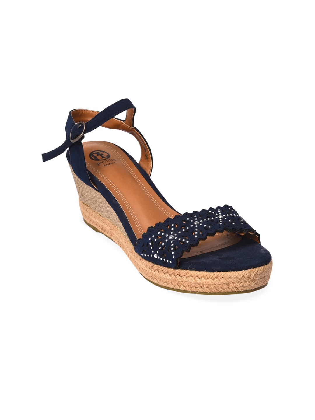 

Pavers England Women Navy Blue & Silver-Coloured Wedges