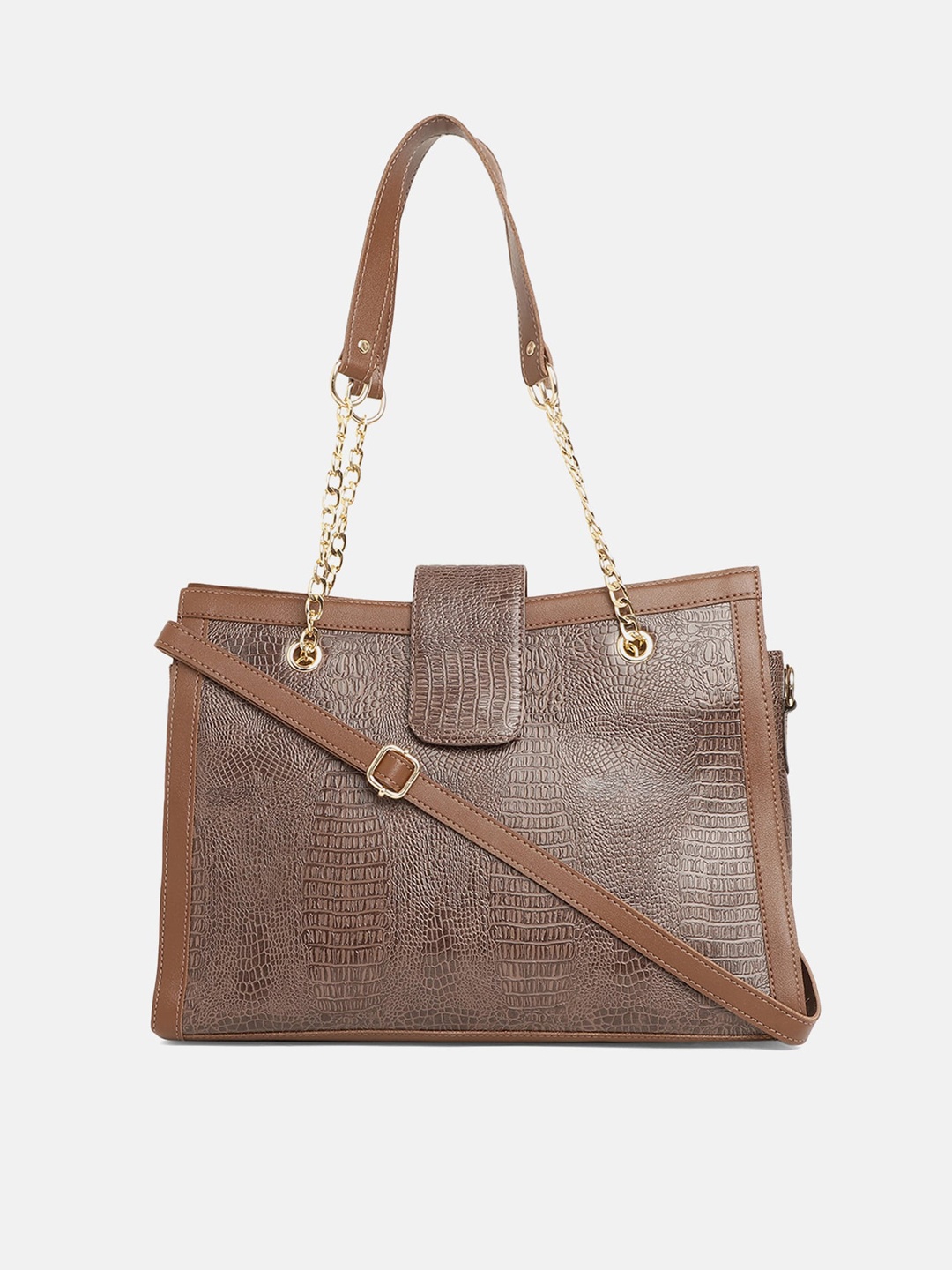 

borse lele Brown Textured PU Structured Handheld Bag