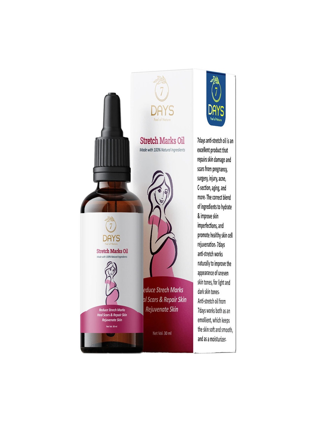 

7 DAYS Stretch Mark Removal Body Oil - 30ml, White
