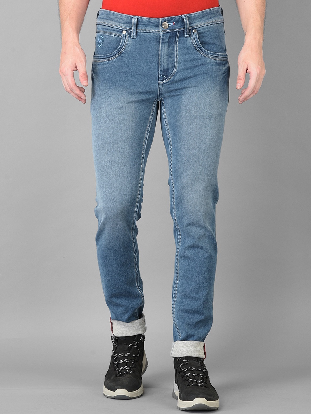 

American Archer Men Blue Smart Skinny Fit Low-Rise Heavy Fade Stretchable Jeans
