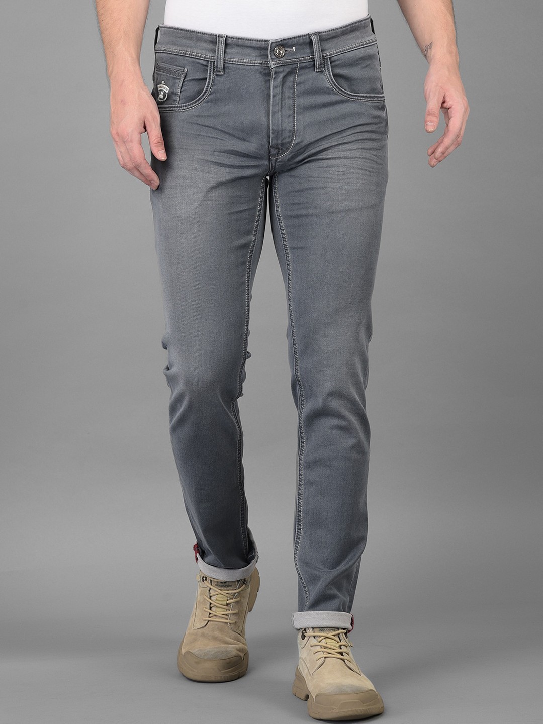 

American Archer Men Grey Smart Skinny Fit Light Fade Stretchable Jeans