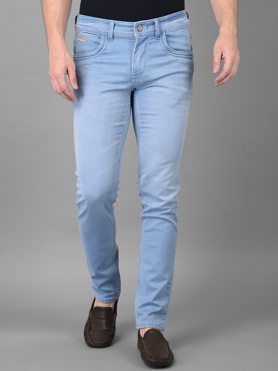 

American Archer Men Blue Smart Skinny Fit Low-Rise Printed Stretchable Jeans