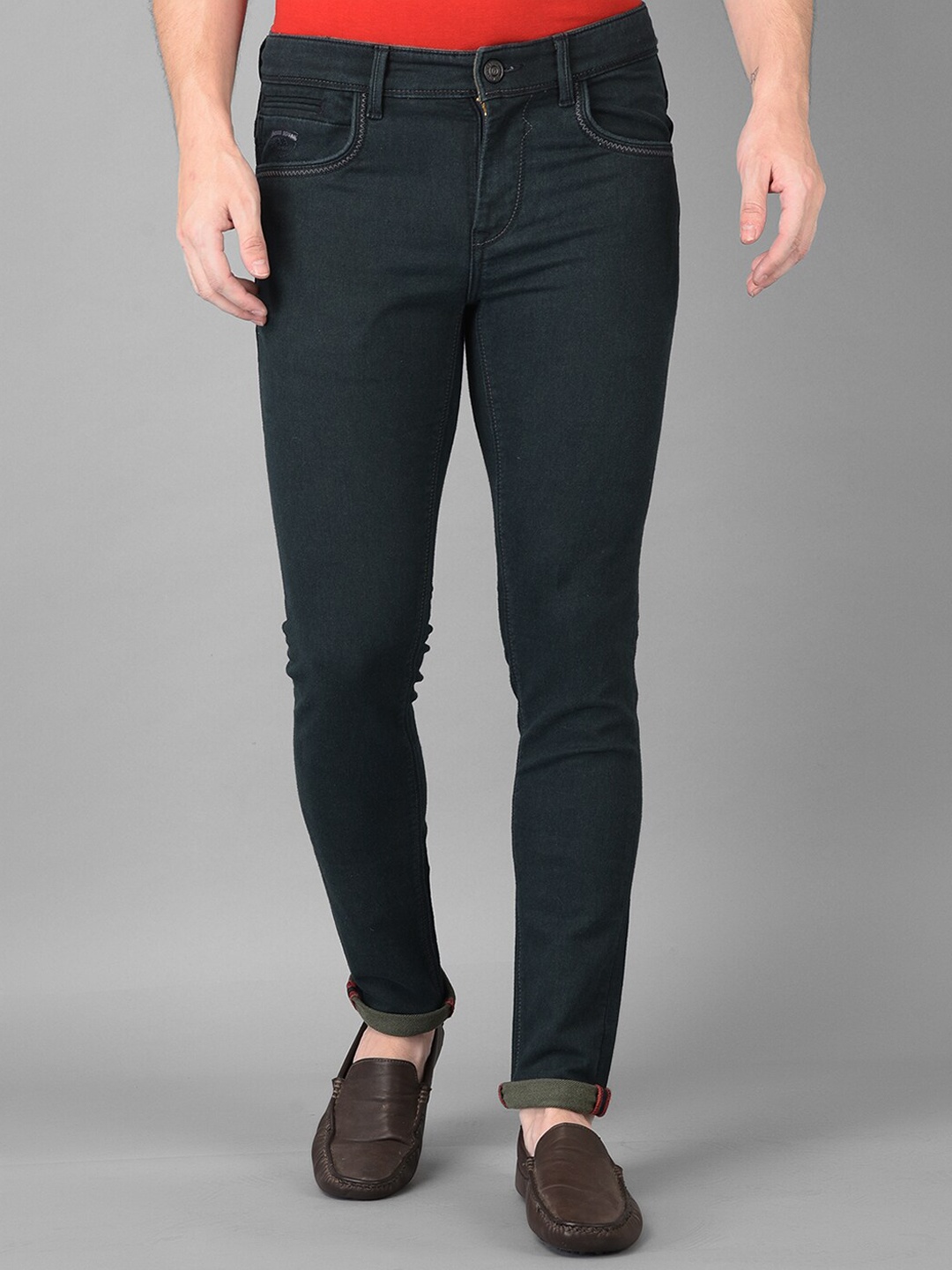 

American Archer Men Blue Smart Skinny Fit Low-Rise Printed Stretchable Jeans
