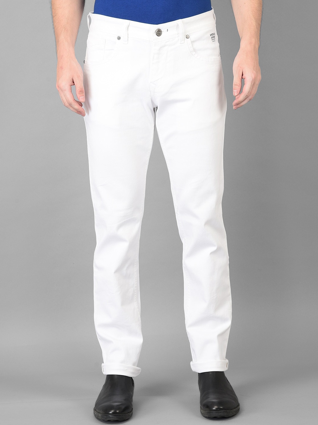 

American Archer Men White Smart Slim Fit Low-Rise Printed Stretchable Jeans