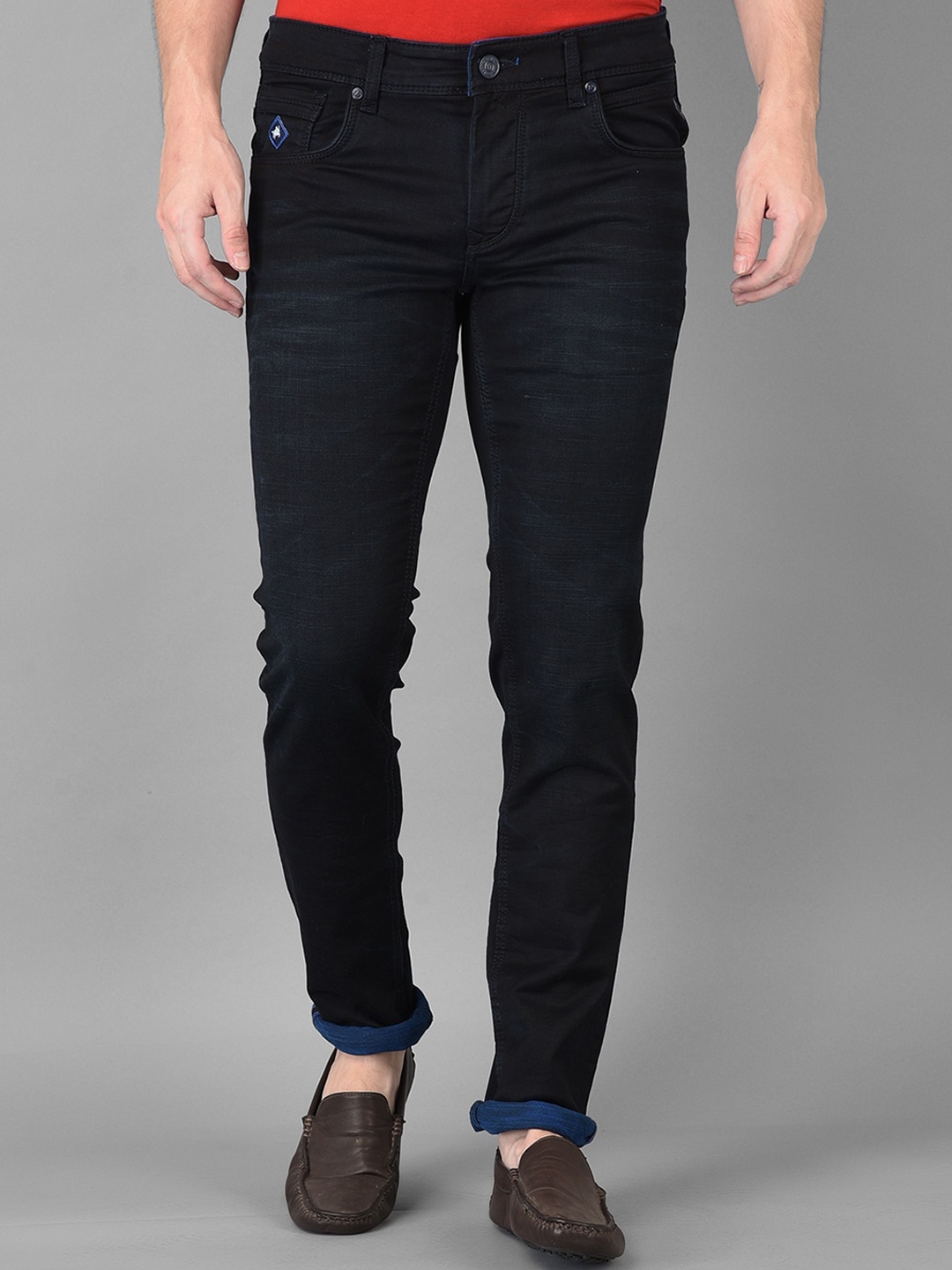 

American Archer Men Blue Smart Skinny Fit Low-Rise Printed Stretchable Jeans