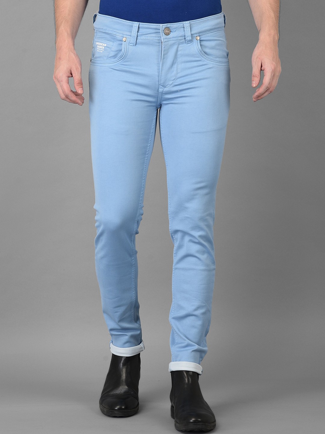 

American Archer Men Blue Smart Skinny Fit Low-Rise Stretchable Jeans