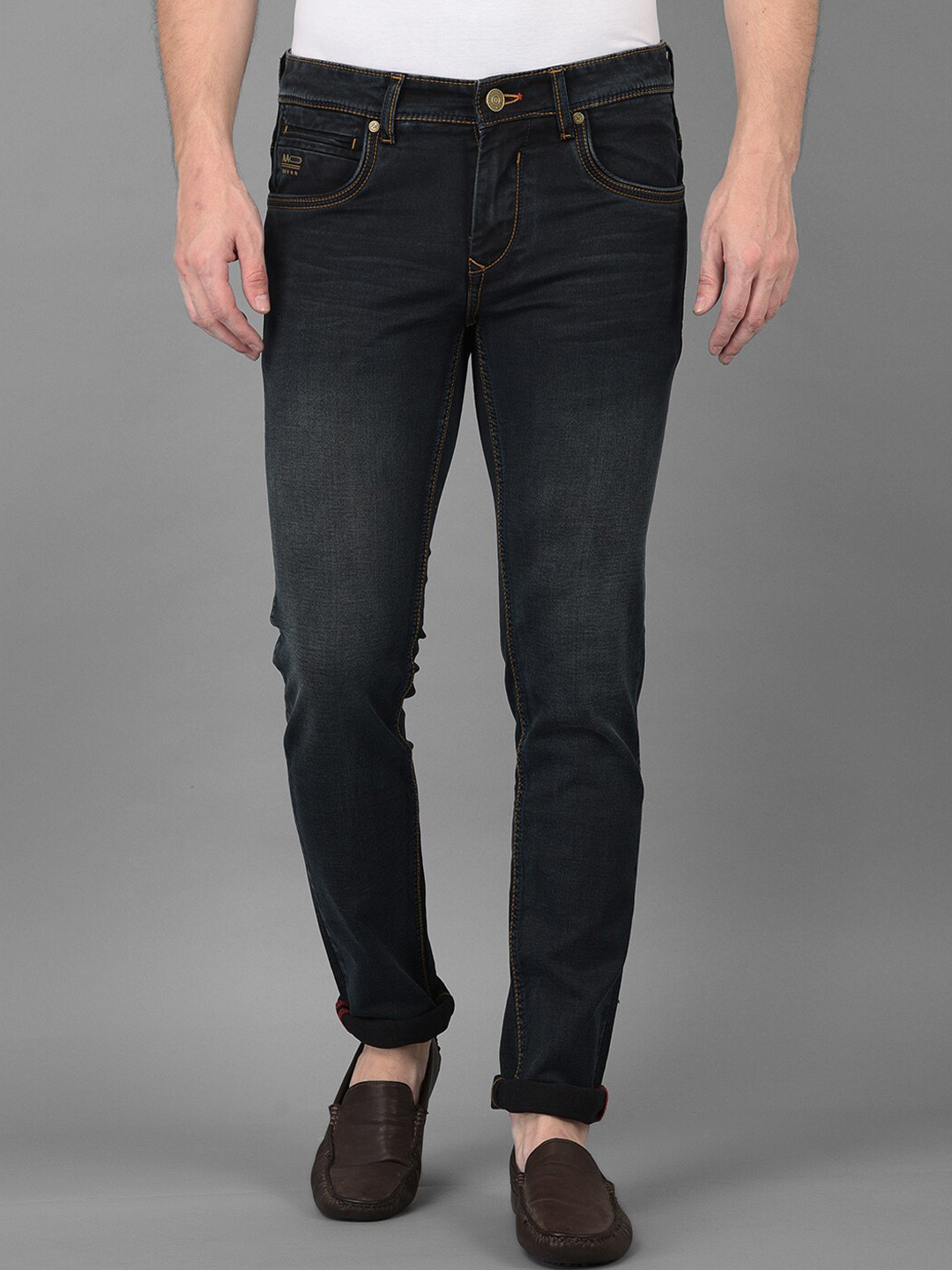 

American Archer Men Blue Smart Skinny Fit Low-Rise Light Fade Printed Stretchable Jeans