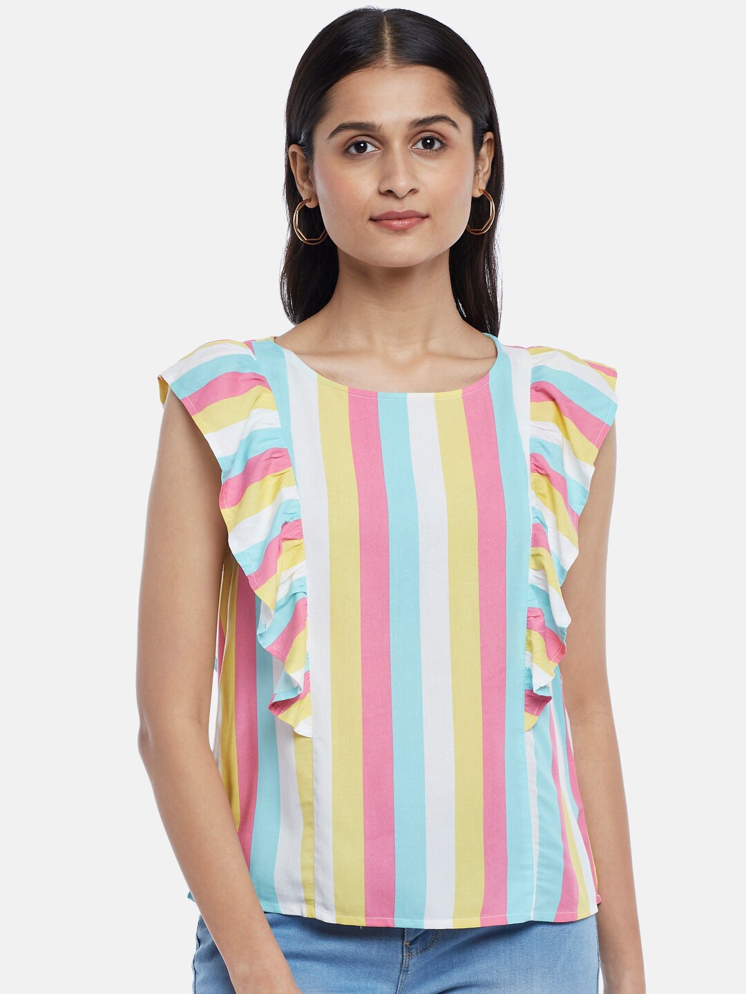 

People Off White & Pink Striped Top