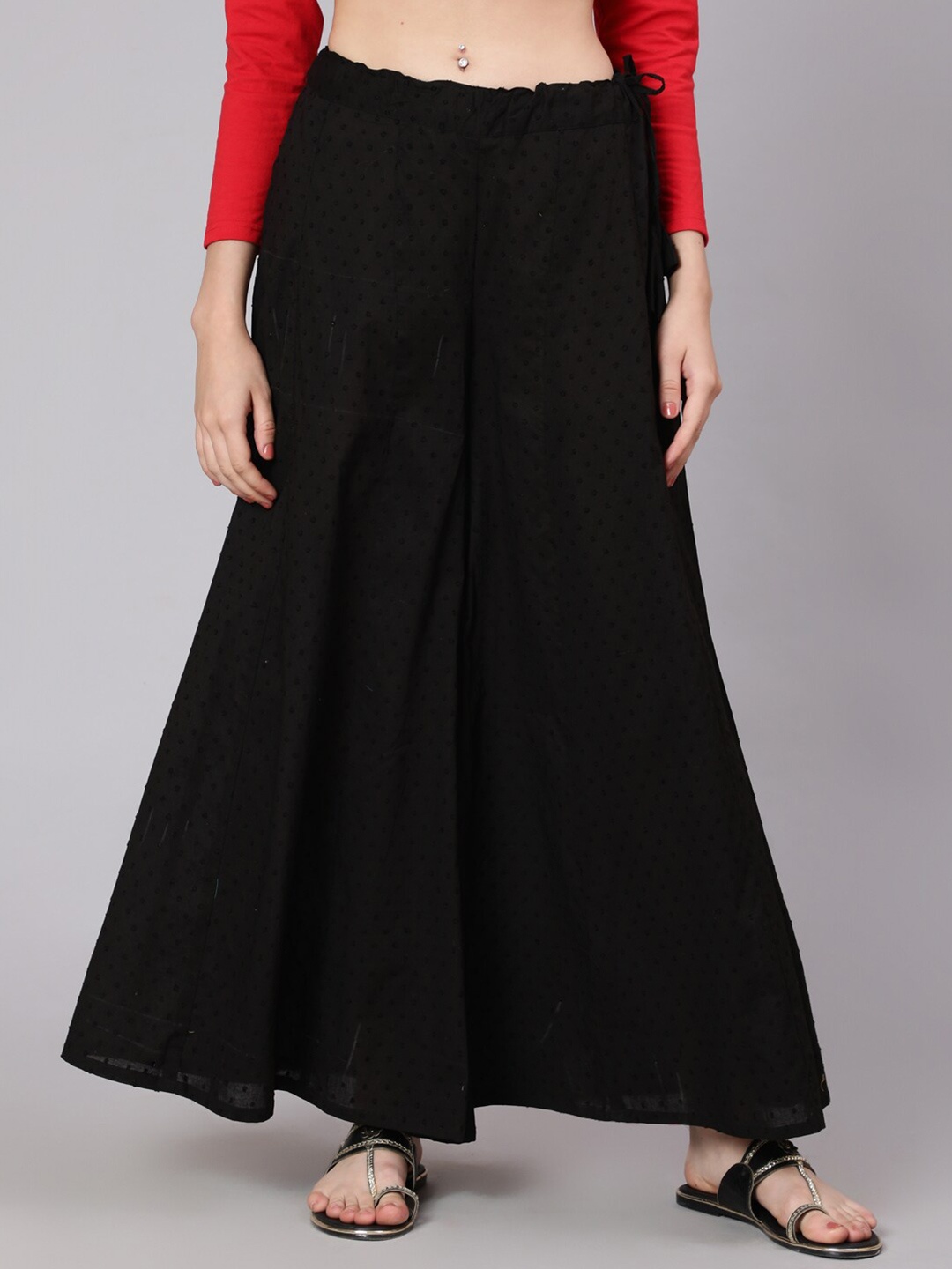 

Awadhi Women Black Solid Flared Palazzos