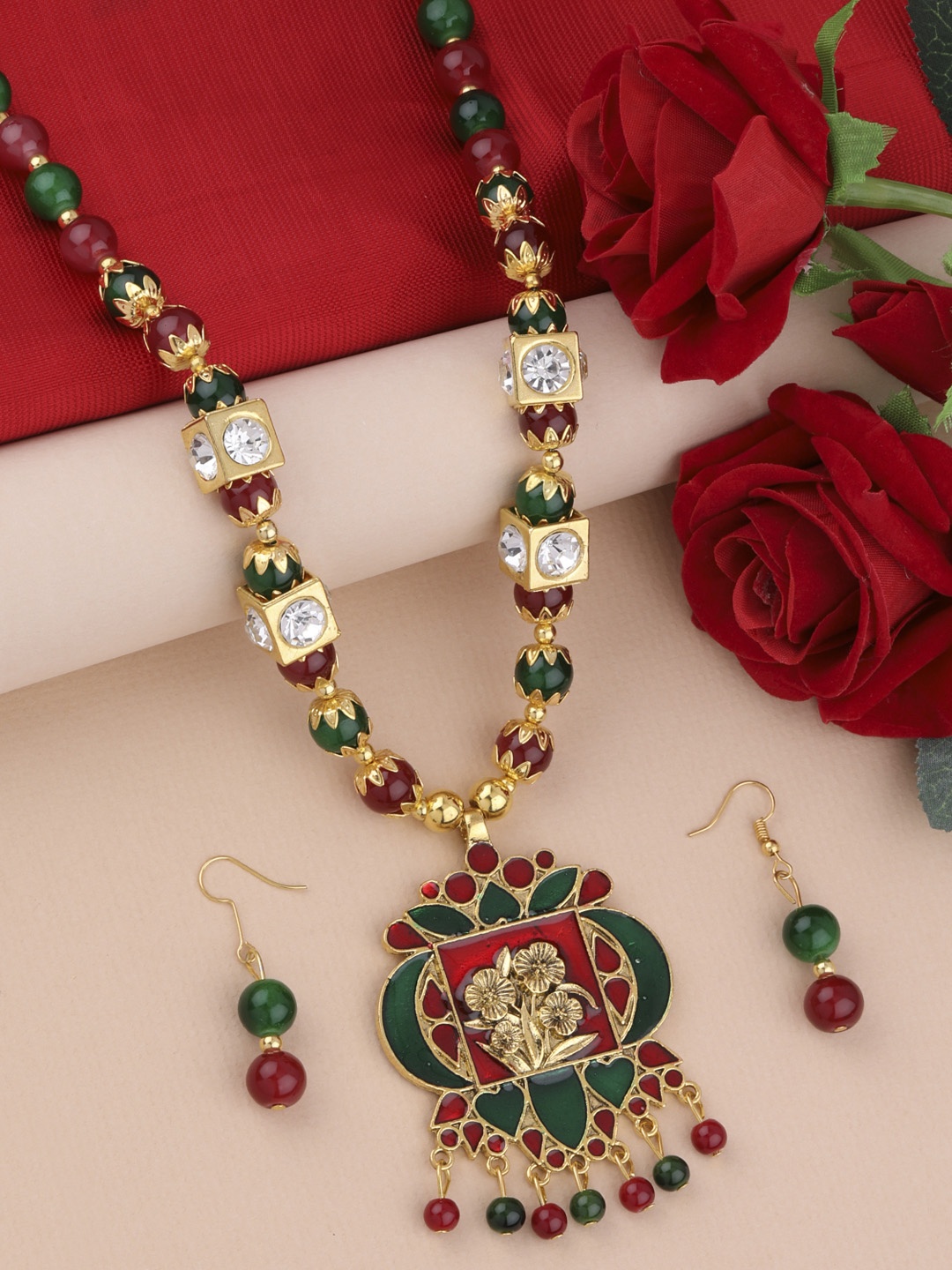 

Silver Shine Multicoloured Gold-Plated Necklace, Multi