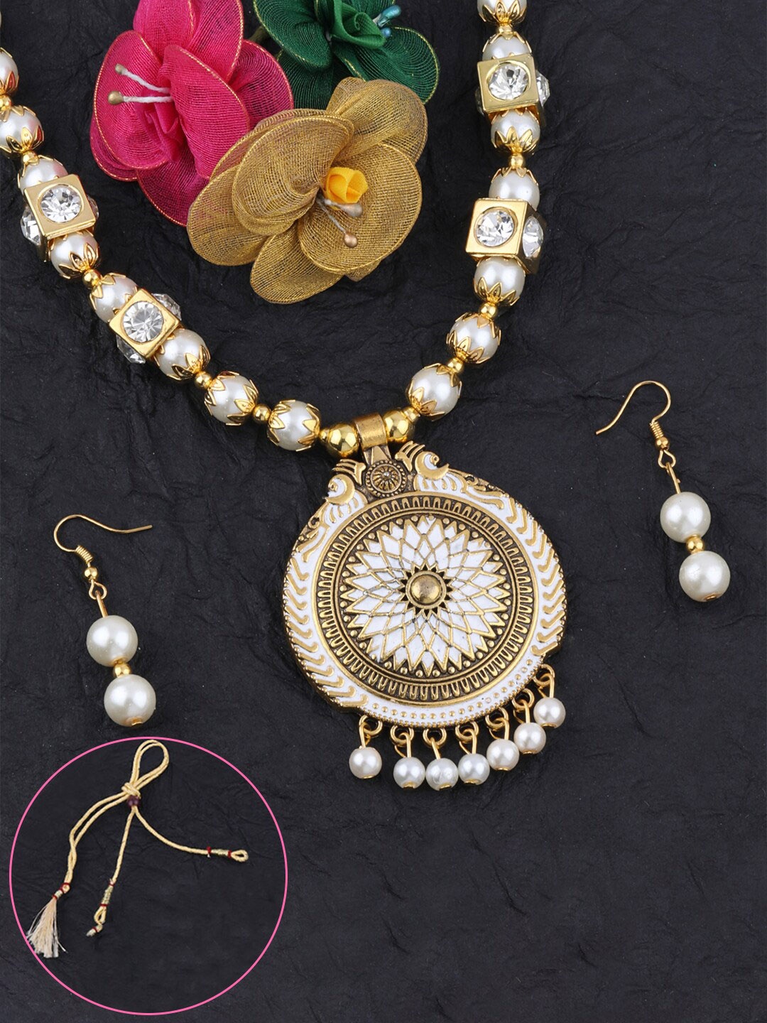 

Silver Shine Multicoloured Gold-Plated Necklace, Multi