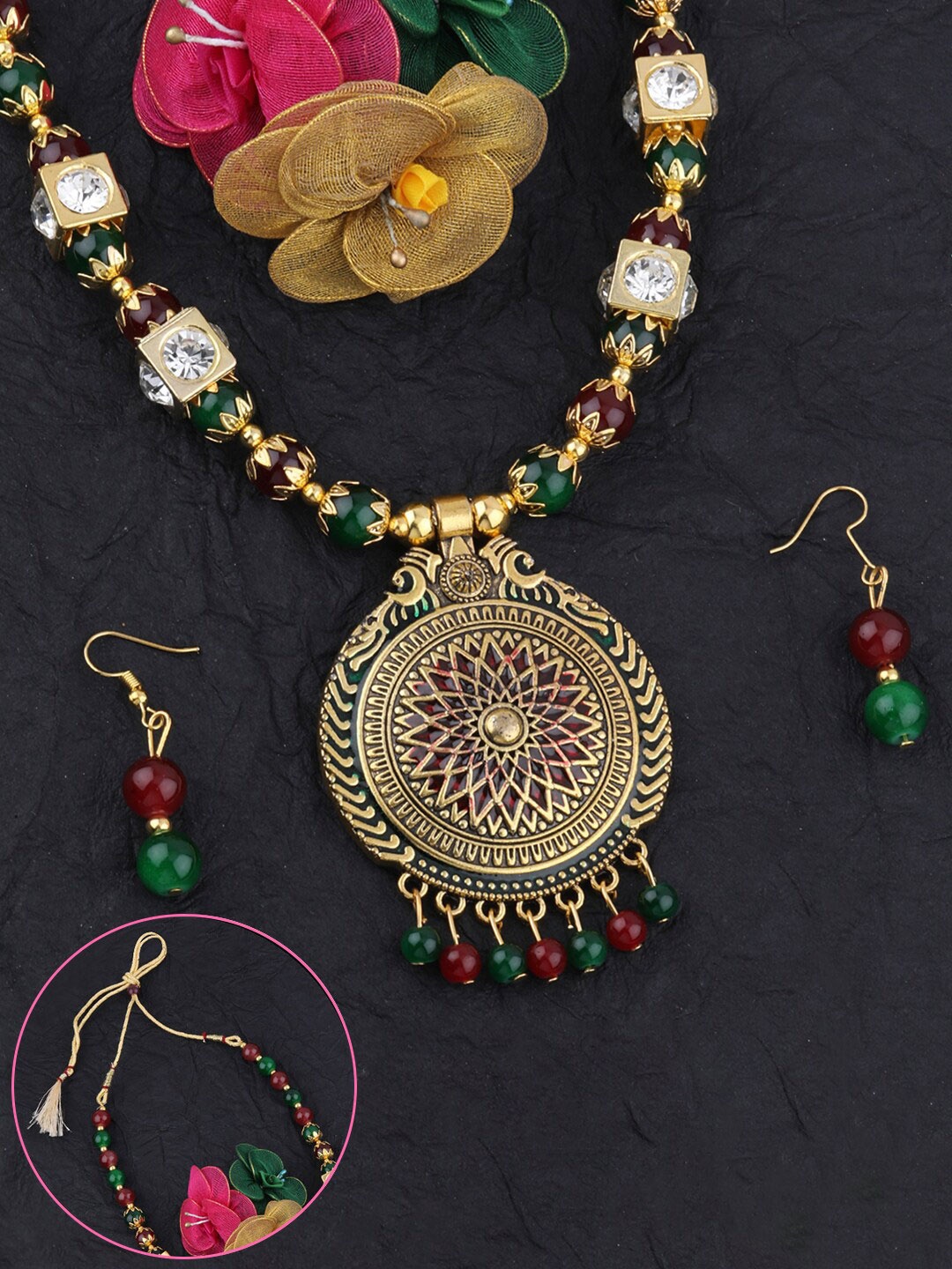 

Silver Shine Multicoloured Gold-Plated Necklace, Multi