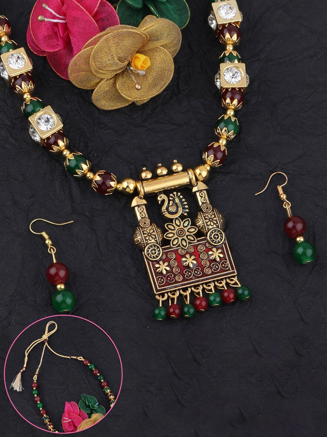 

Silver Shine Multicoloured Gold-Plated Necklace, Multi