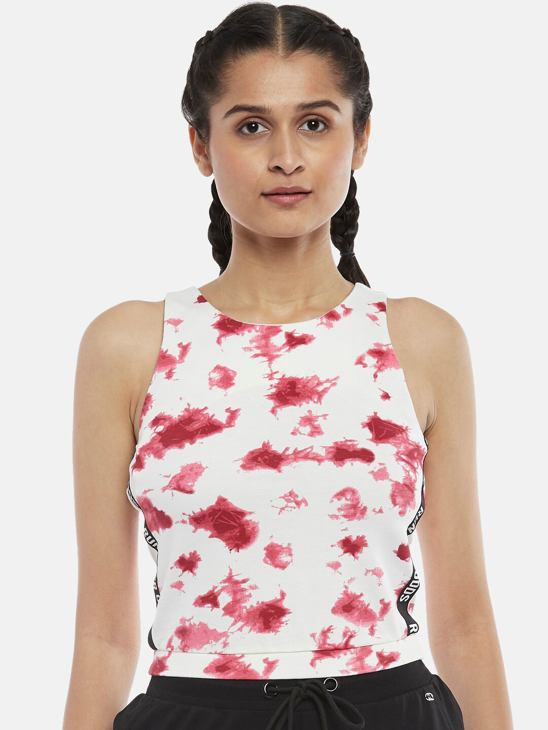

Ajile by Pantaloons Women White & Red Printed Pure Cotton Tank Crop Top