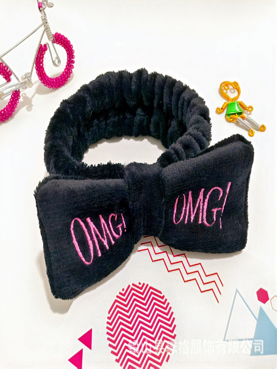 

Proplady Kids Black & Pink Self-Design Bandana Headband