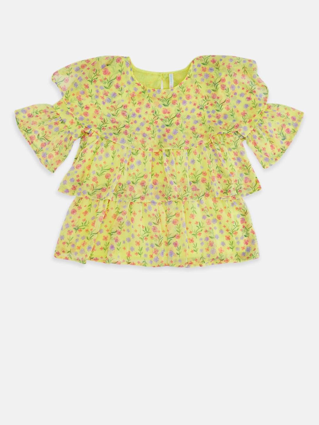 

Pantaloons Junior Yellow Floral Print Tiered Top