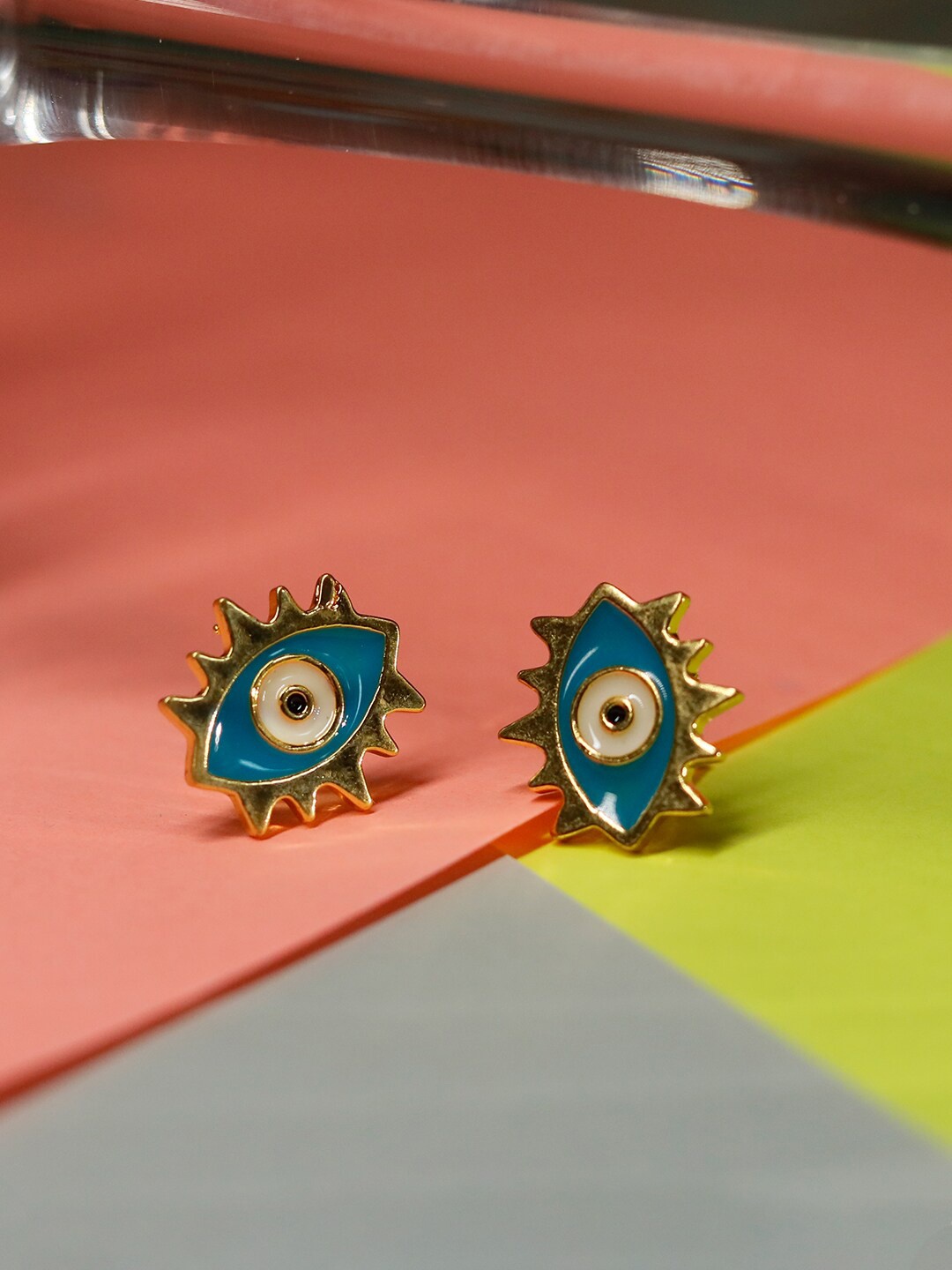 

Ishhaara Blue Evil Eye Contemporary Studs Earrings